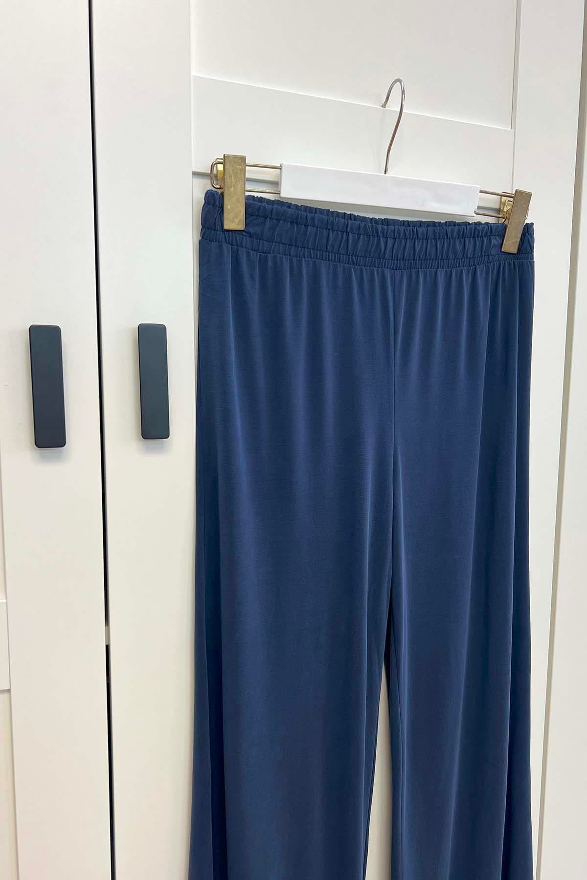 Beli Lastikli İnce Süprem Pantolon Lacivert
