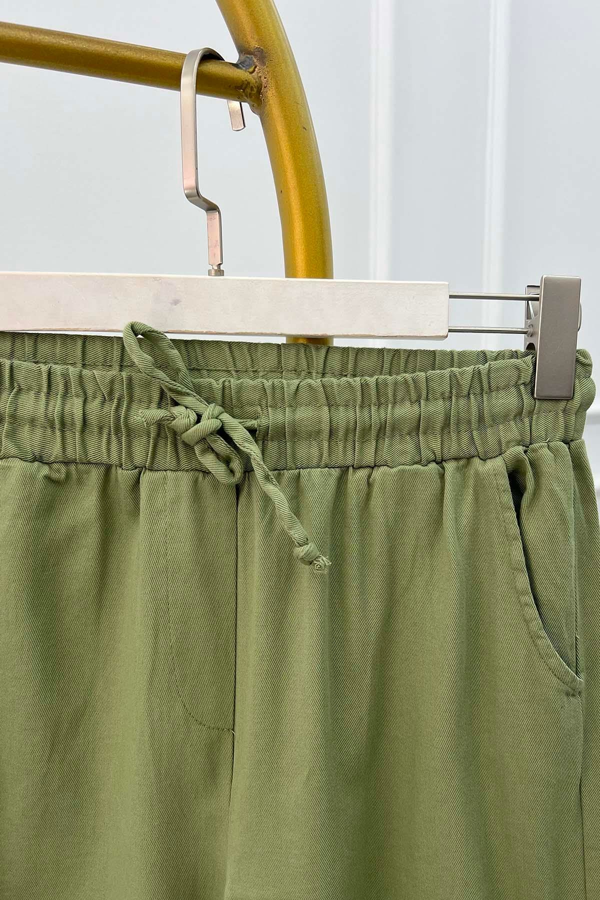 Beli Lastikli Kot Pantolon Haki