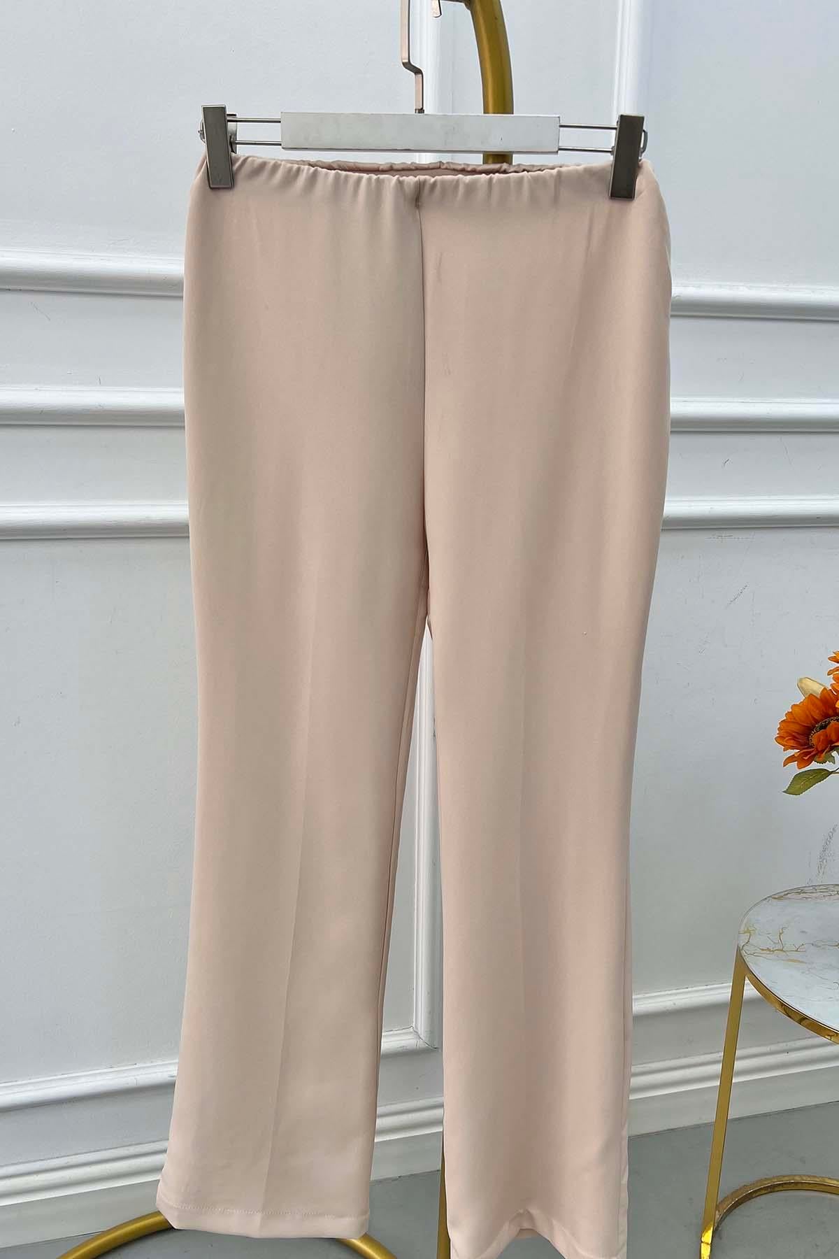 Beli Lastikli Krep Pantolon Bej
