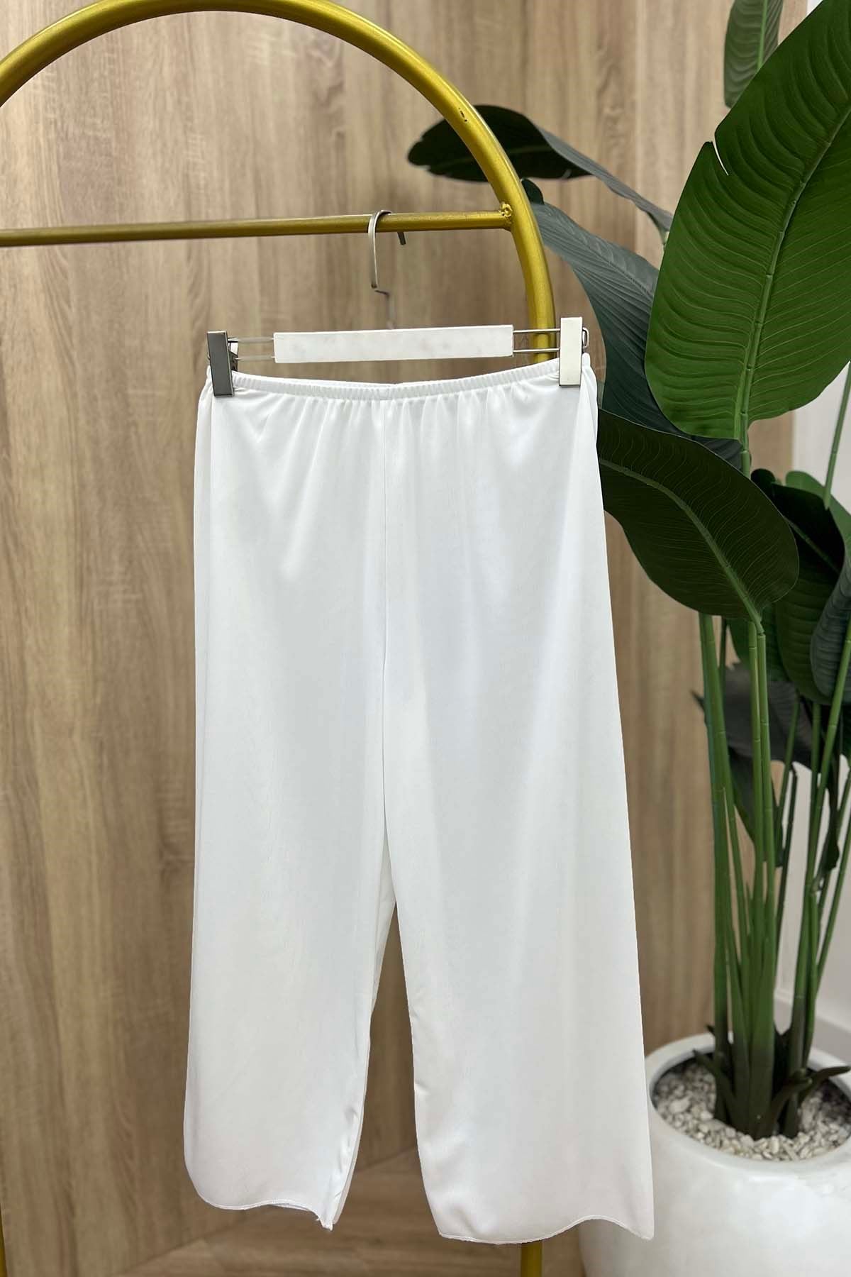 Beli Lastikli Pantolon İçliği Beyaz