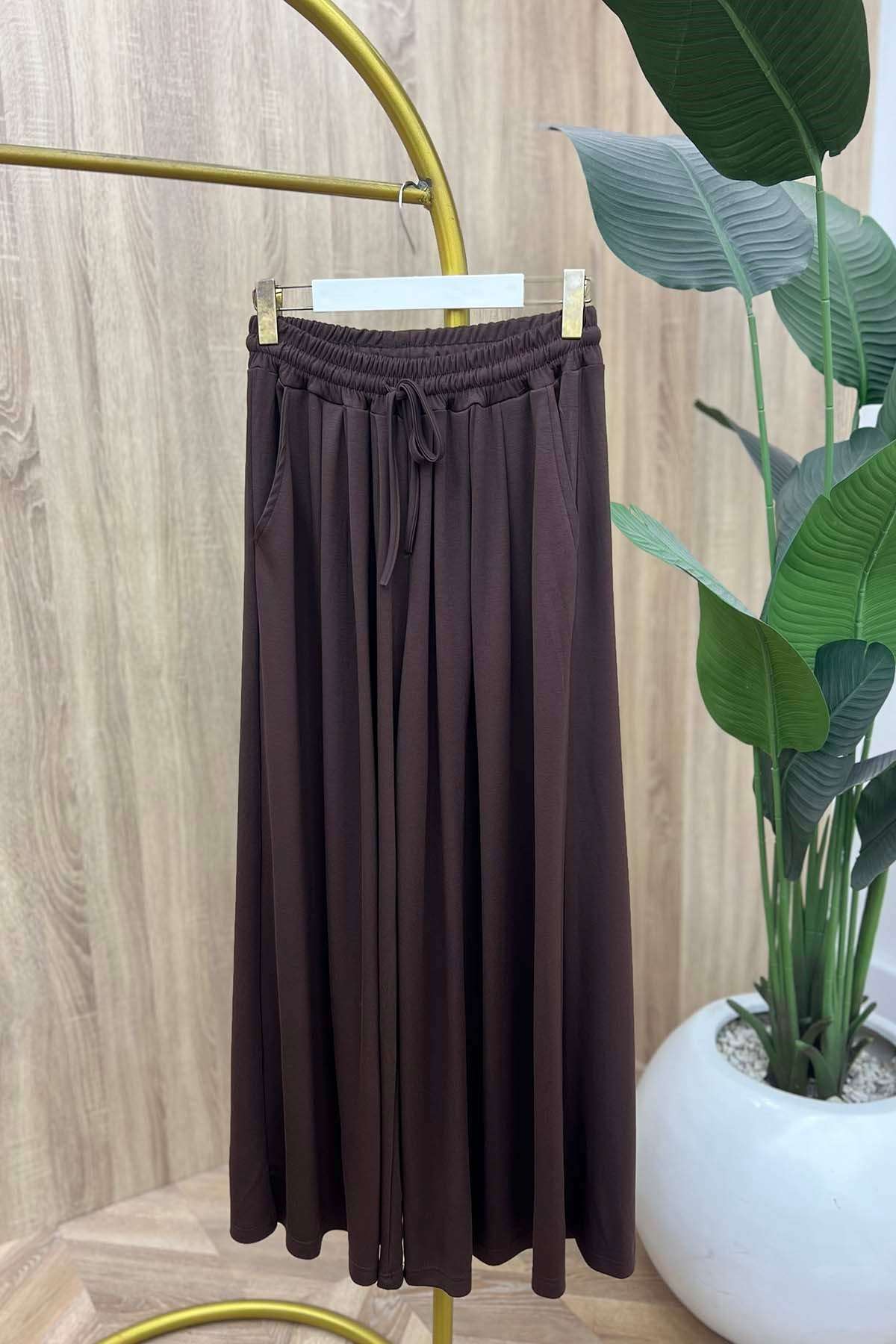 Beli Lastikli Rahat Kalıp Oysh Pantalon Kahve
