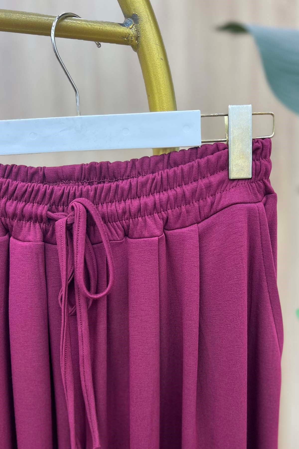 Beli Lastikli Rahat Kalıp Oysh Pantalon Kırmızı