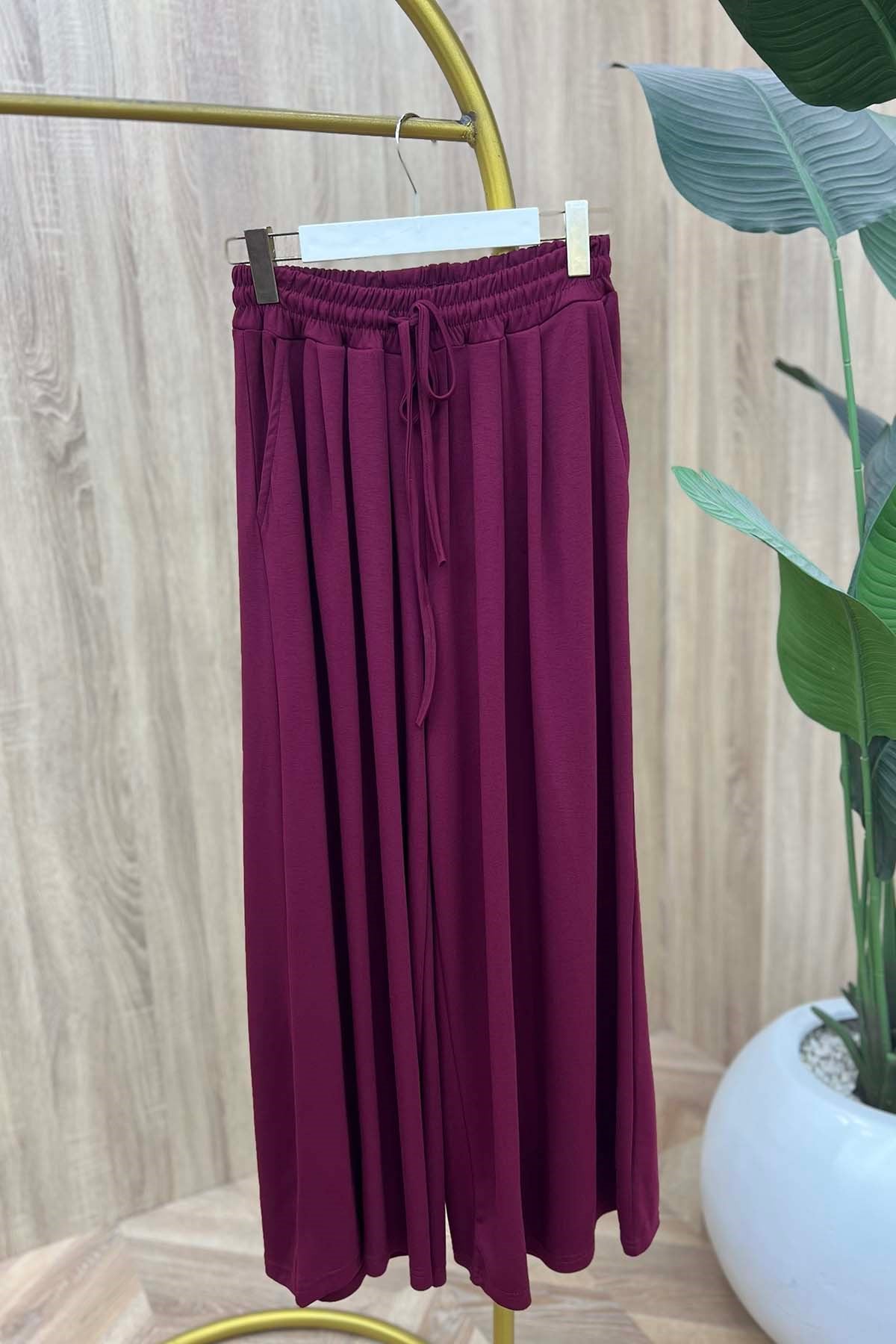 Beli Lastikli Rahat Kalıp Oysh Pantalon Kırmızı