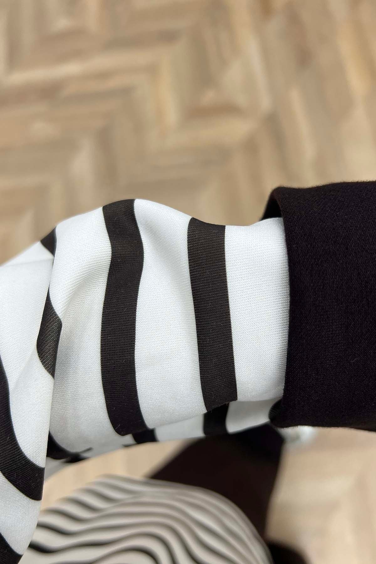 Bisiklet Yaka Çizgili Oysh Takım Acı Kahve