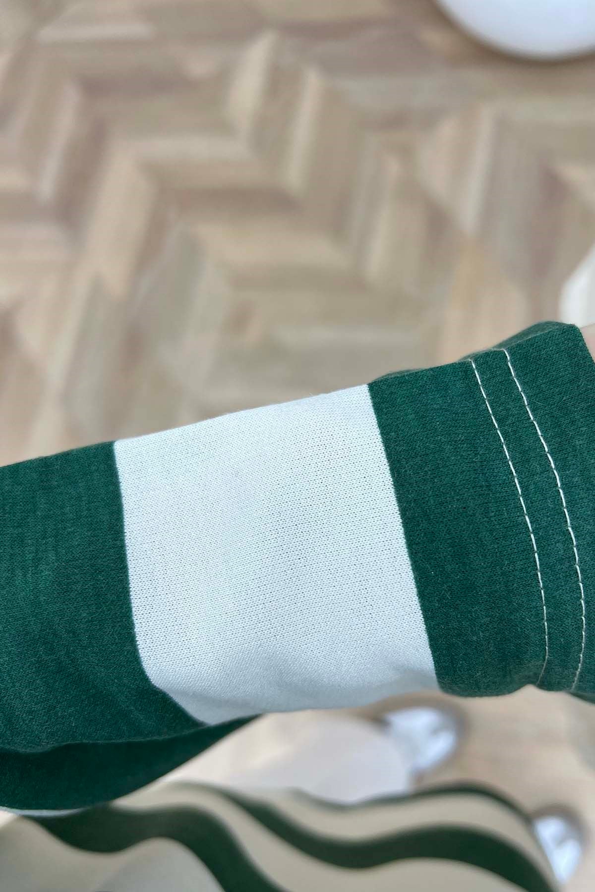 Bisiklet Yaka Çizgili Sweatshirt Yeşil