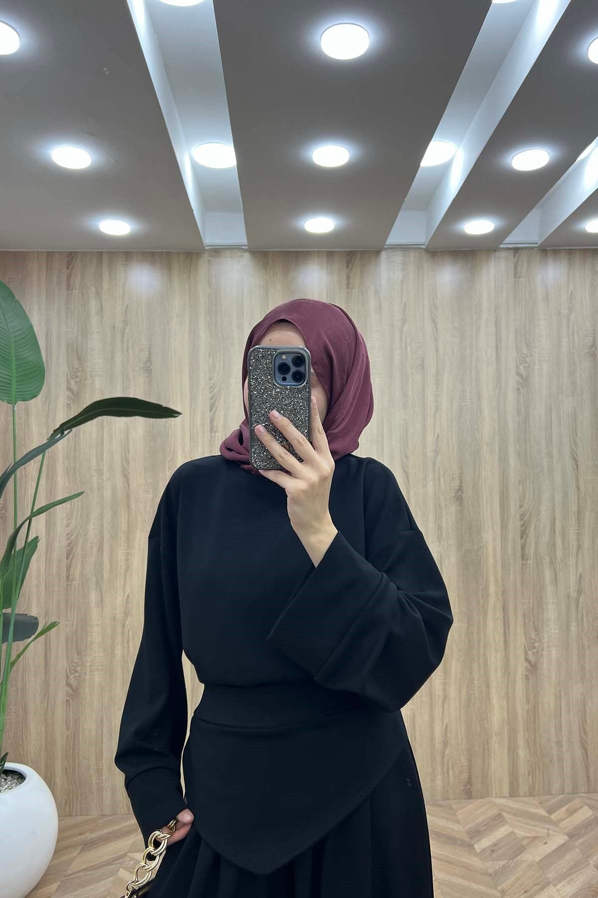 Bisiklet Yaka Oysh Günlük Takım Siyah