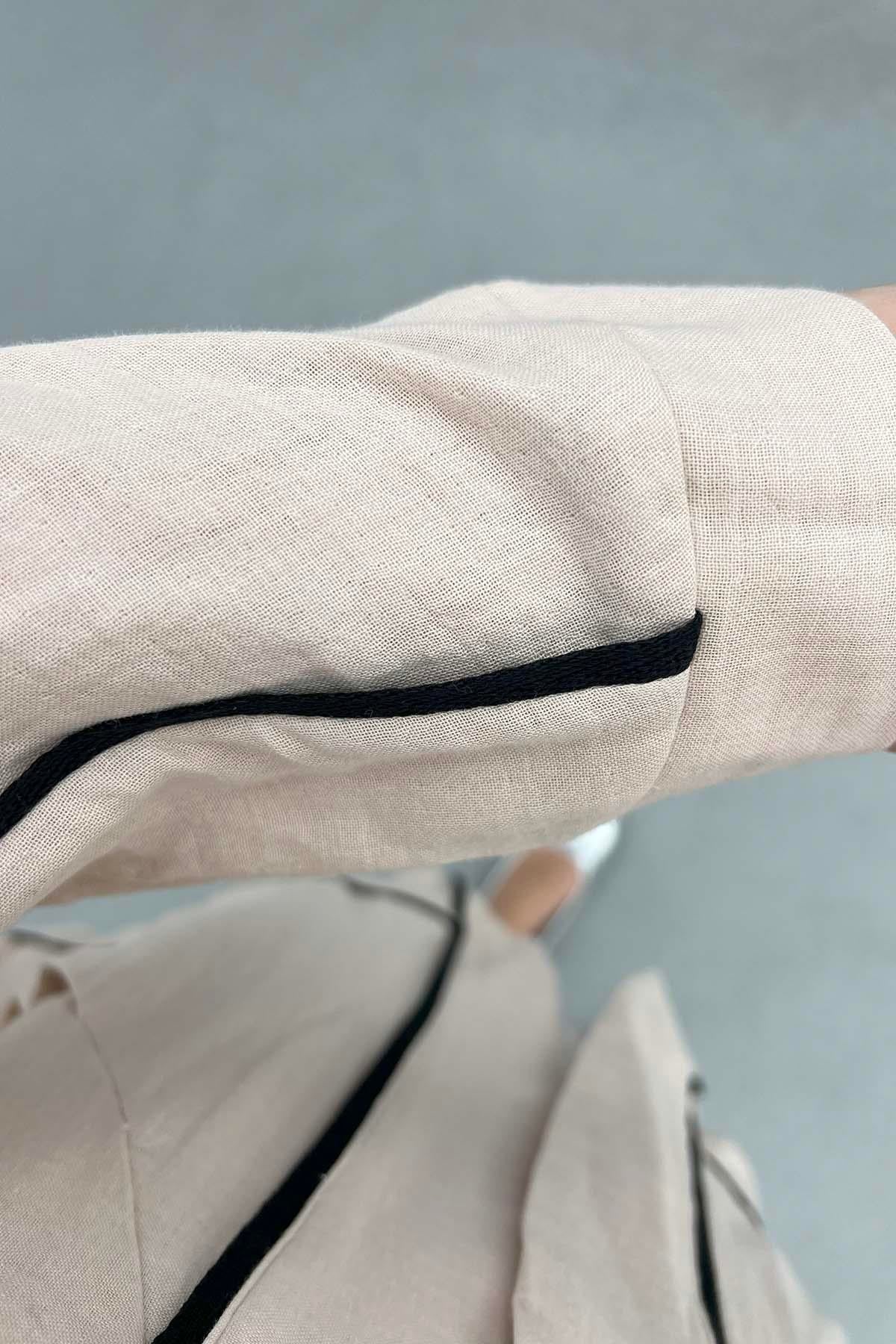 Biyeli Keten Kimono Bej