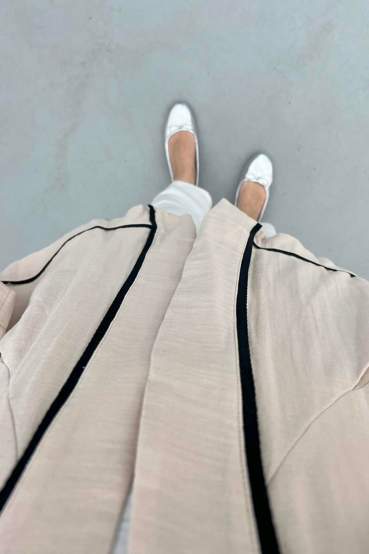 Biyeli Keten Kimono Bej