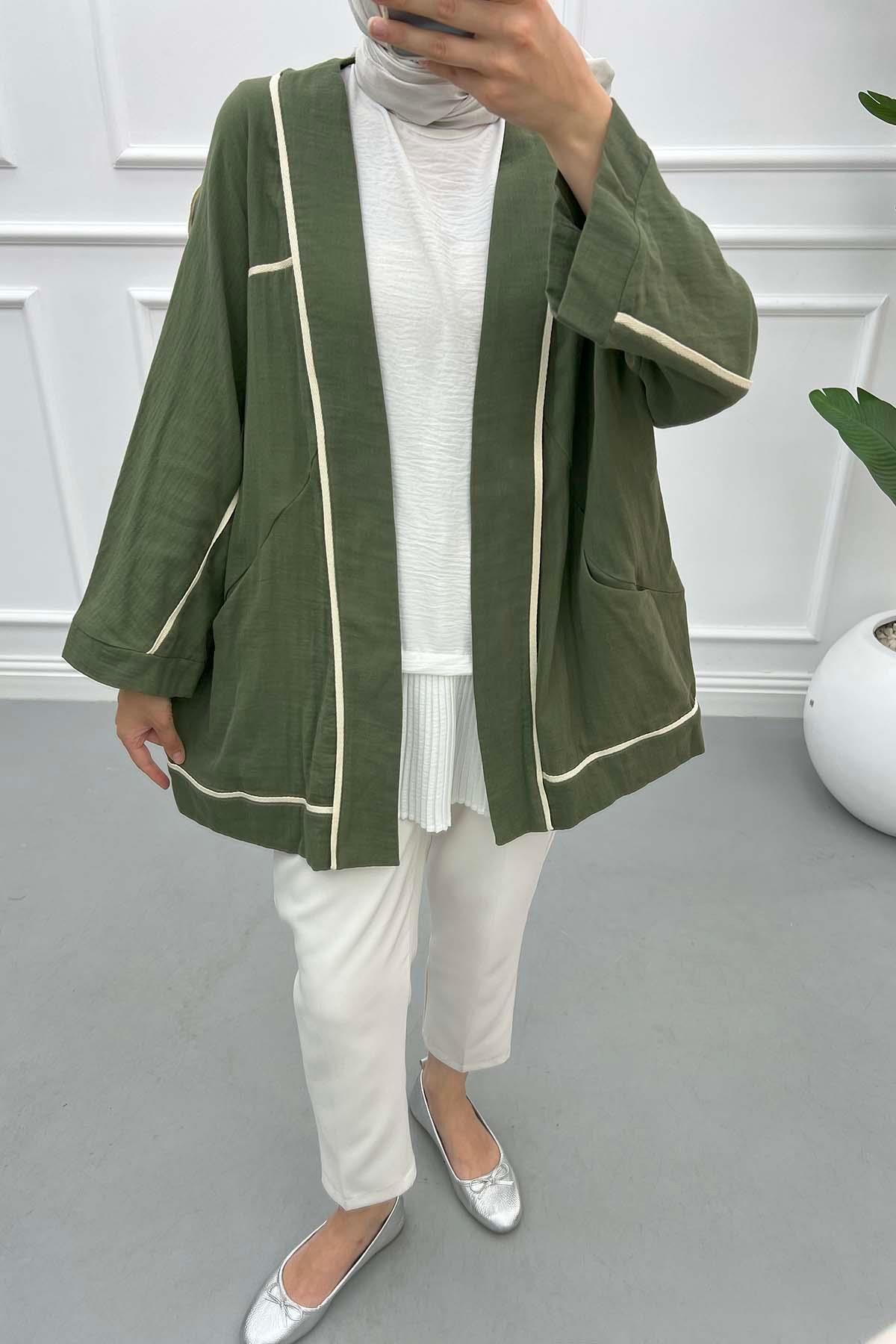 Biyeli Keten Kimono Haki