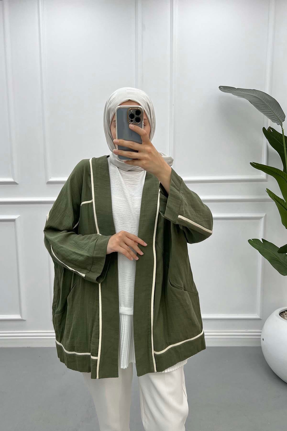 Biyeli Keten Kimono Haki