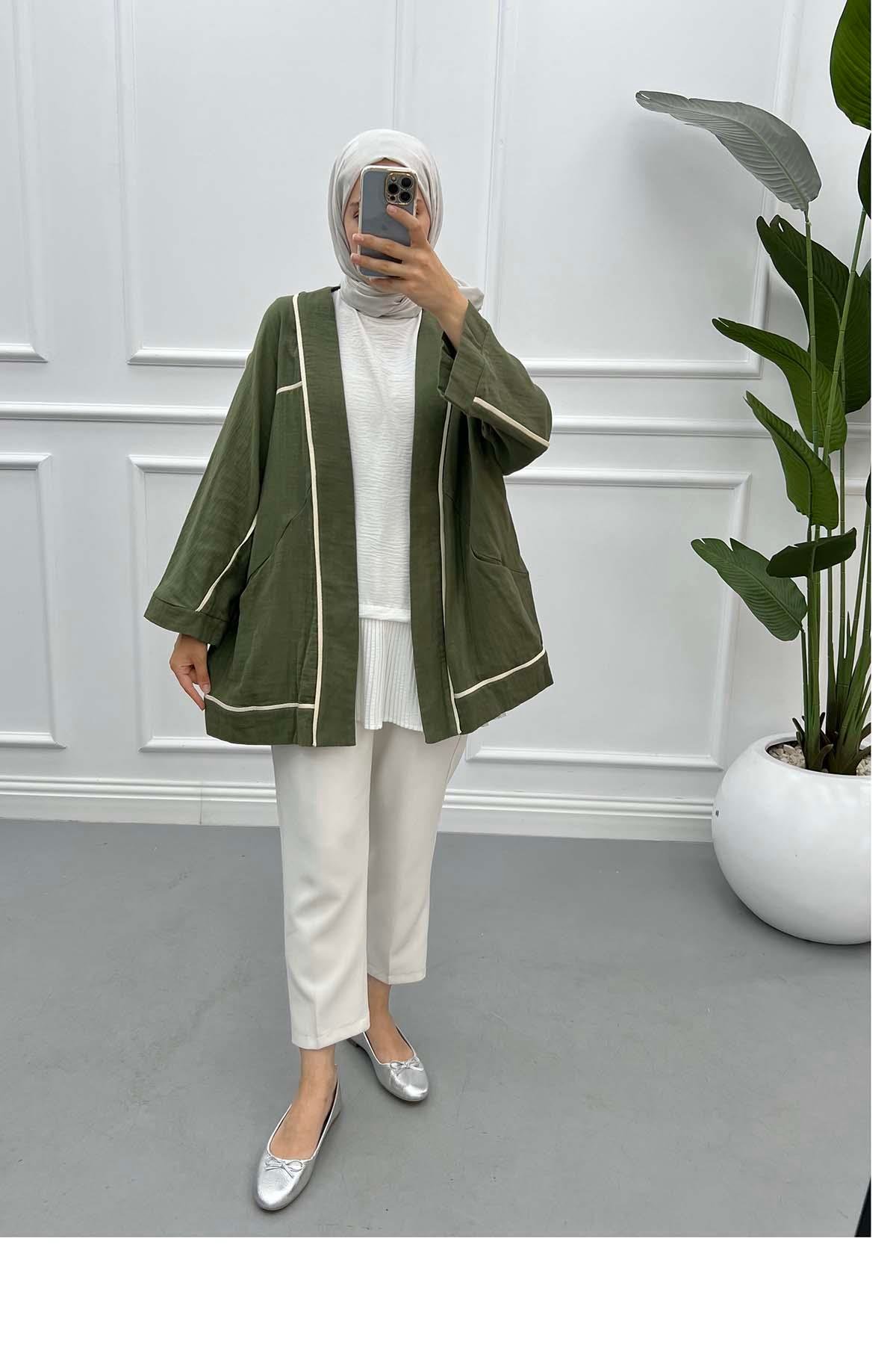 Biyeli Keten Kimono Haki