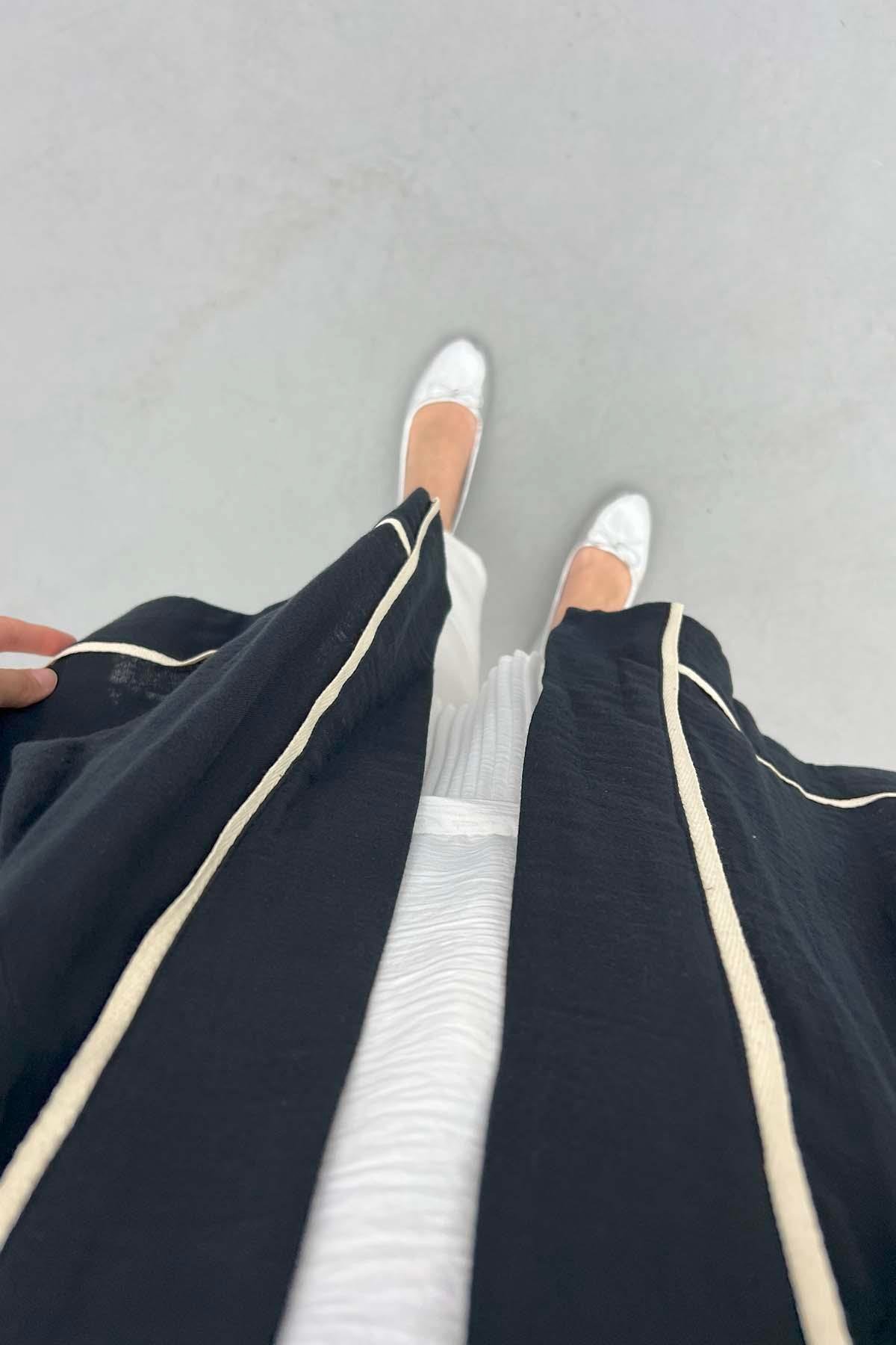 Biyeli Keten Kimono Siyah