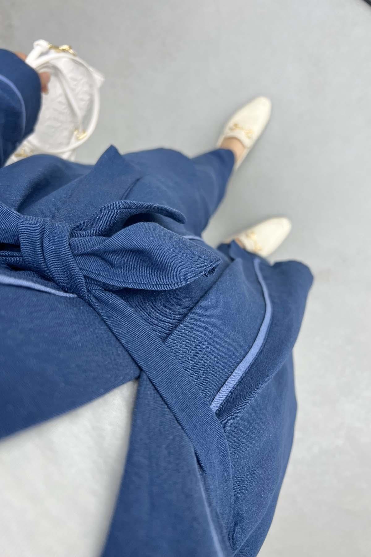 Biyeli Kimono Takım Lacivert