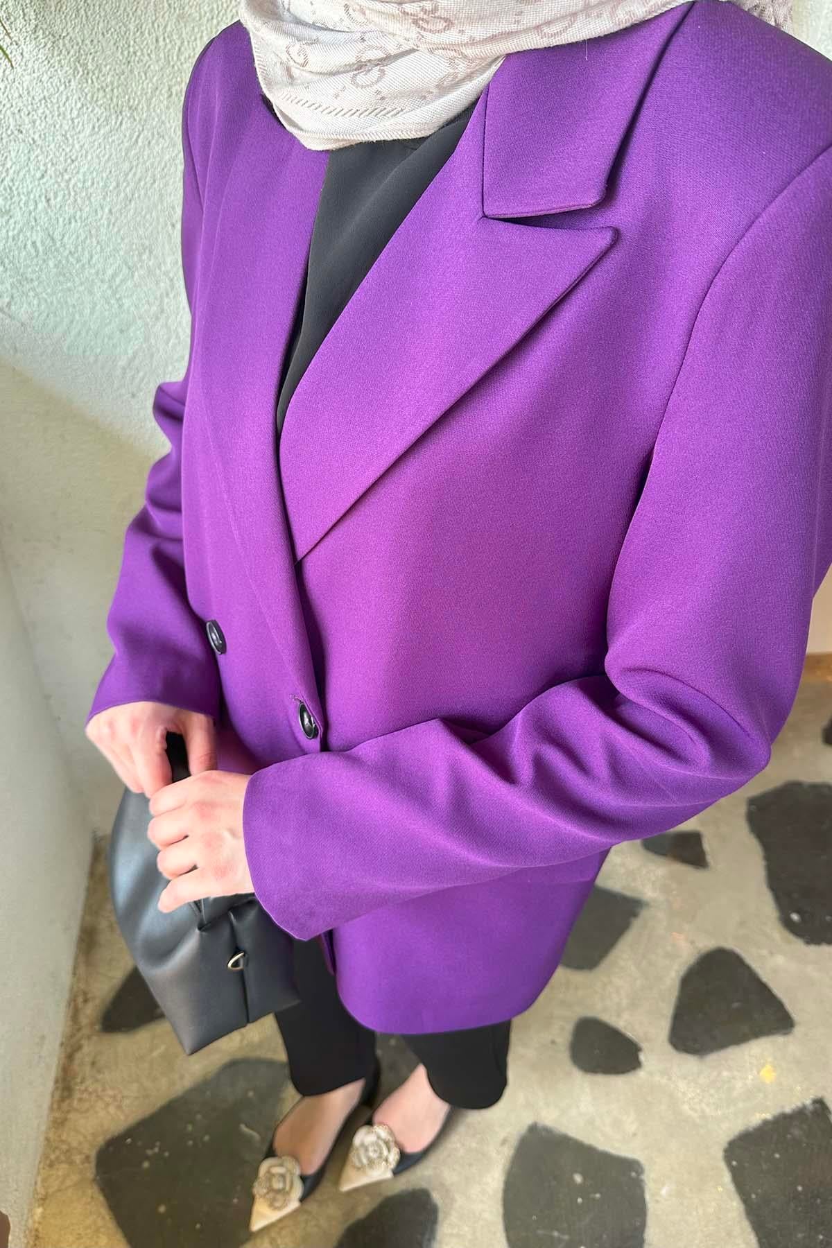 Blazer Ceket Mor