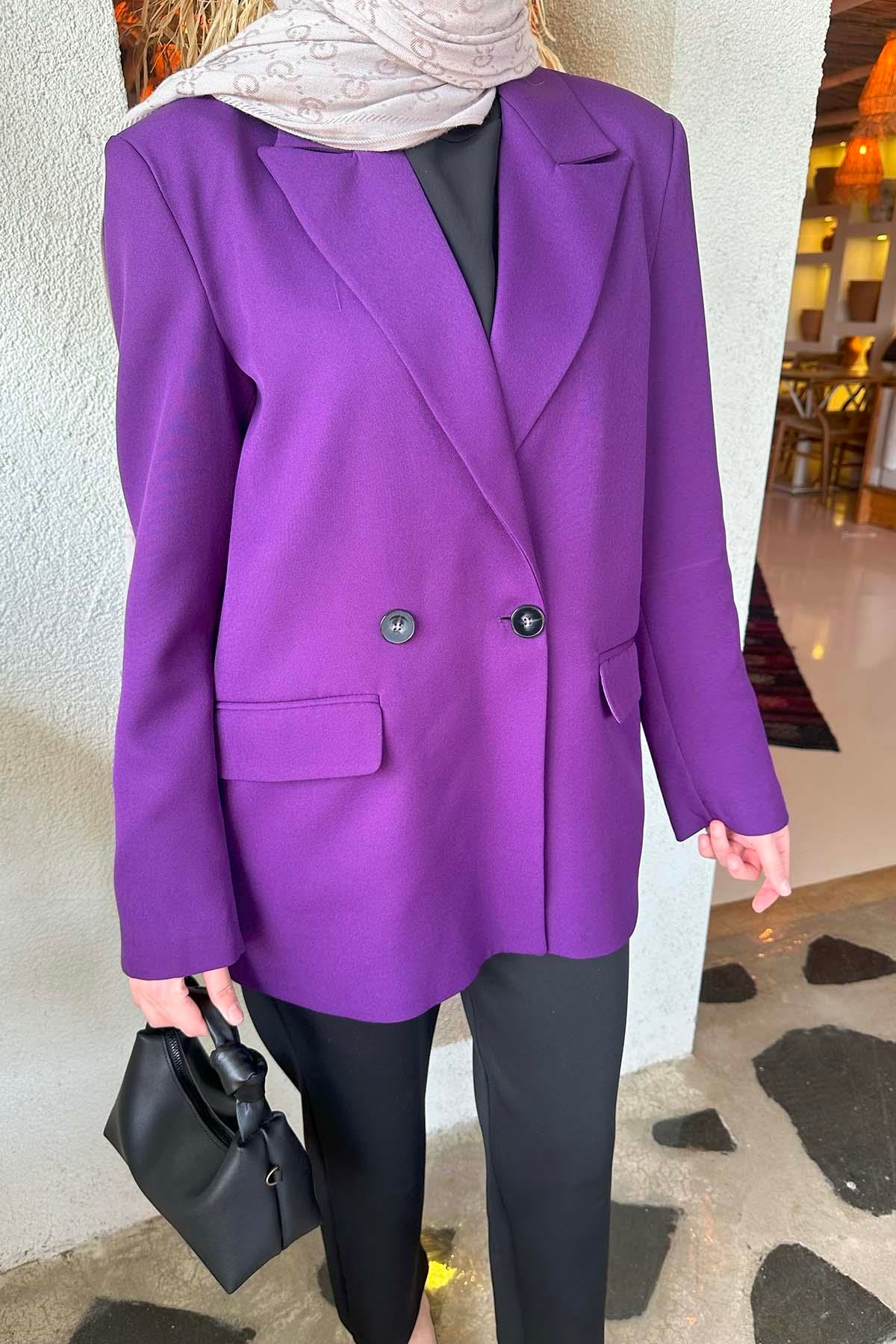 Blazer Ceket Mor