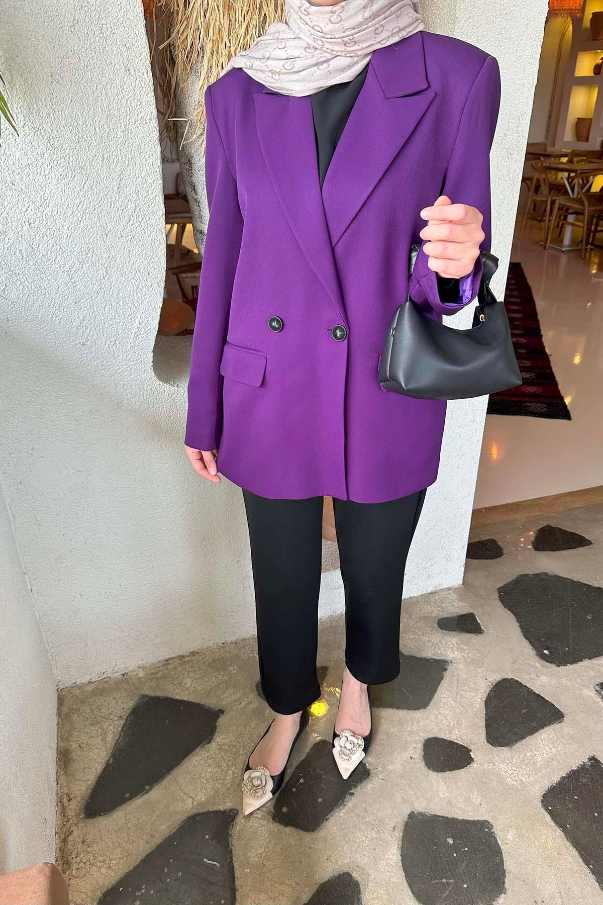 Blazer Ceket Mor