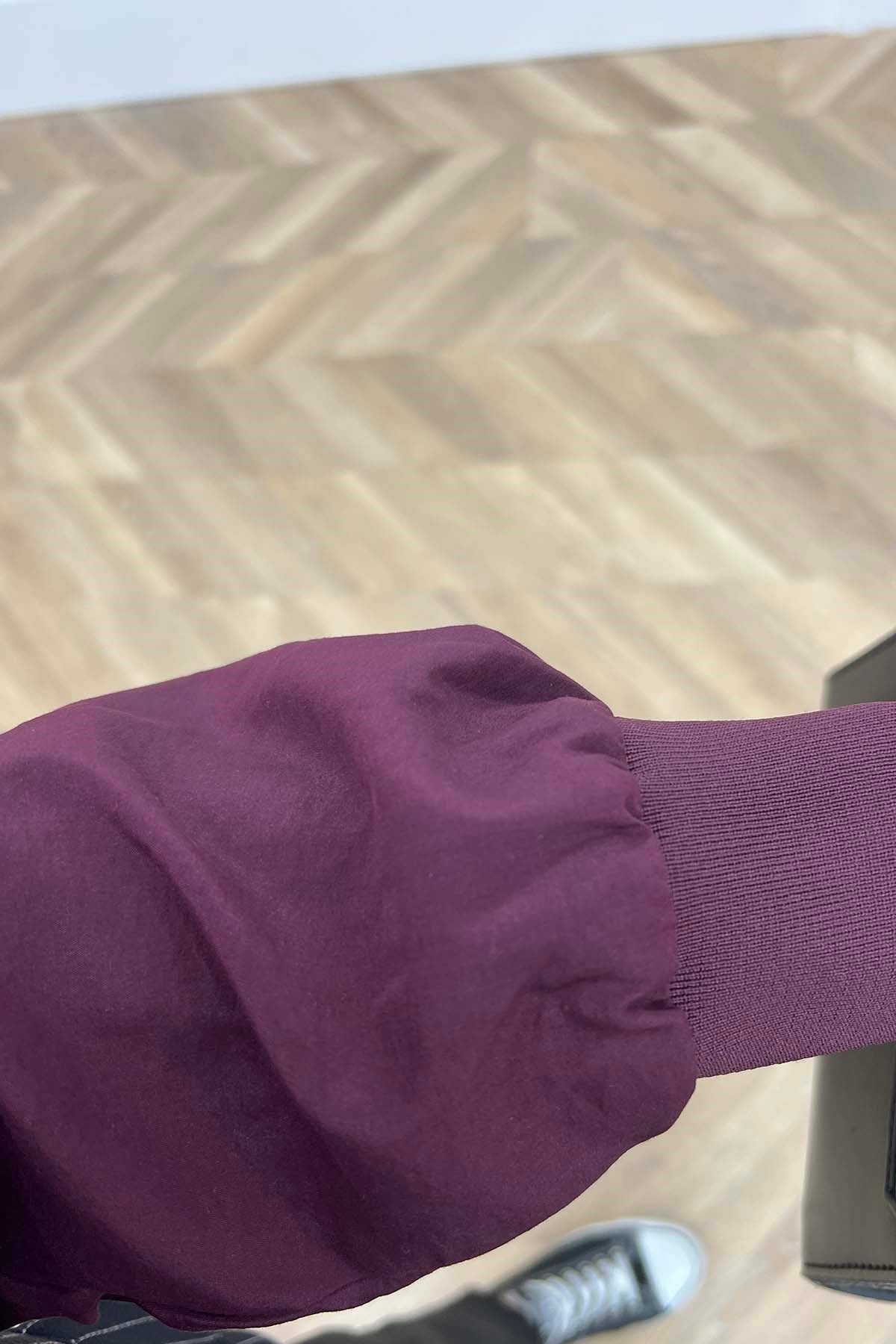 Blazer Yakalı Çizgili Bomber Ceket Bordo - Lacivert