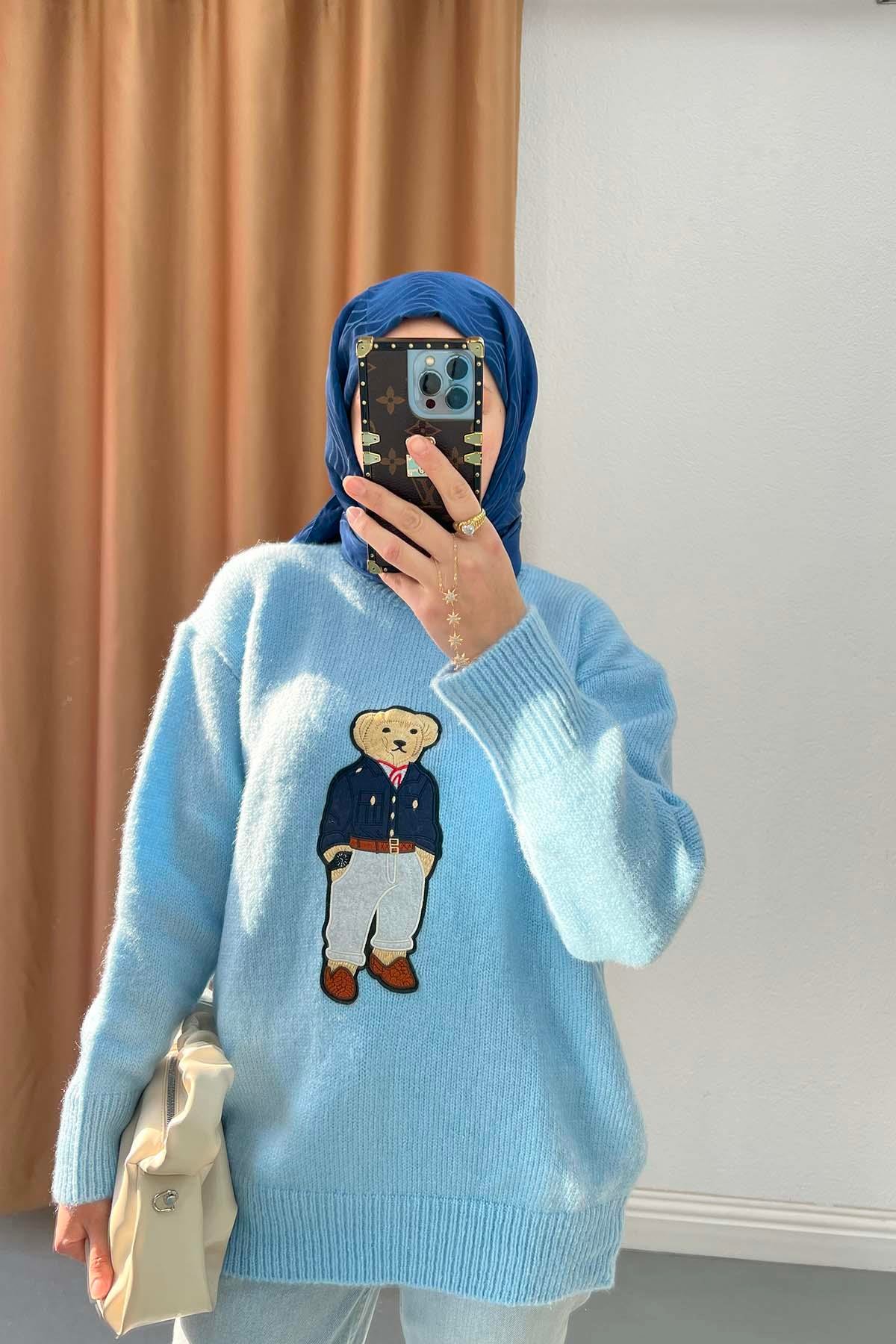Boğazlı Figürlü Kazak Mavi
