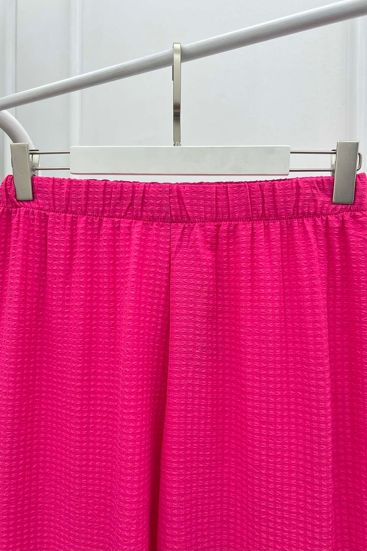 Bol Paça Gofre Pantolon Pembe