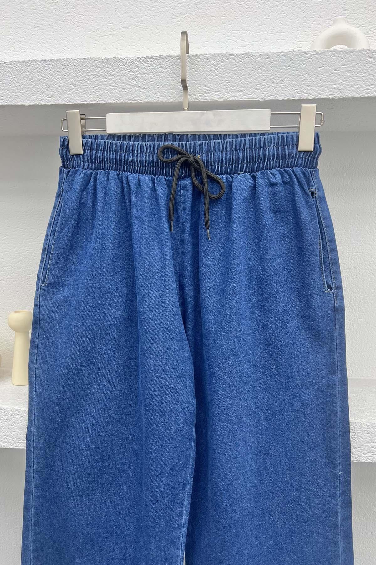 Bol Paça Kot Pantolon Lacivert