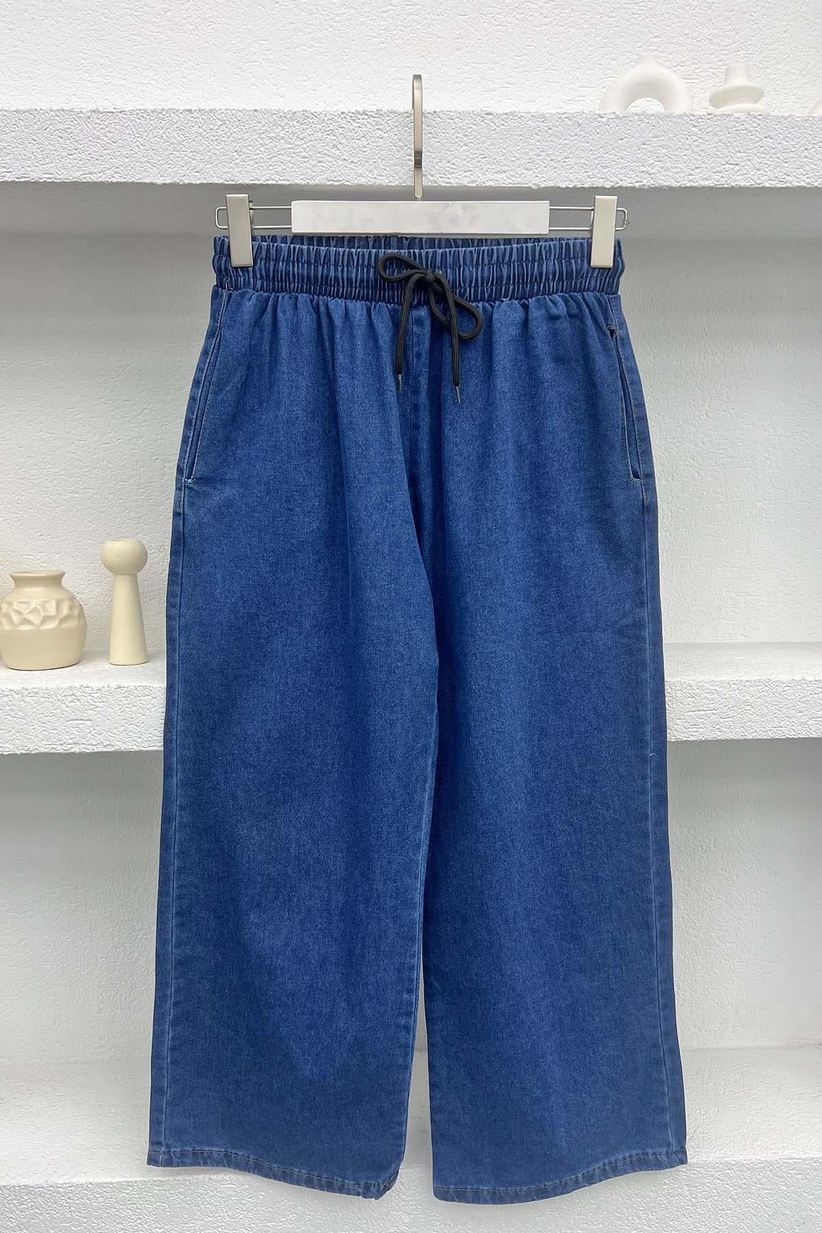 Bol Paça Kot Pantolon Lacivert
