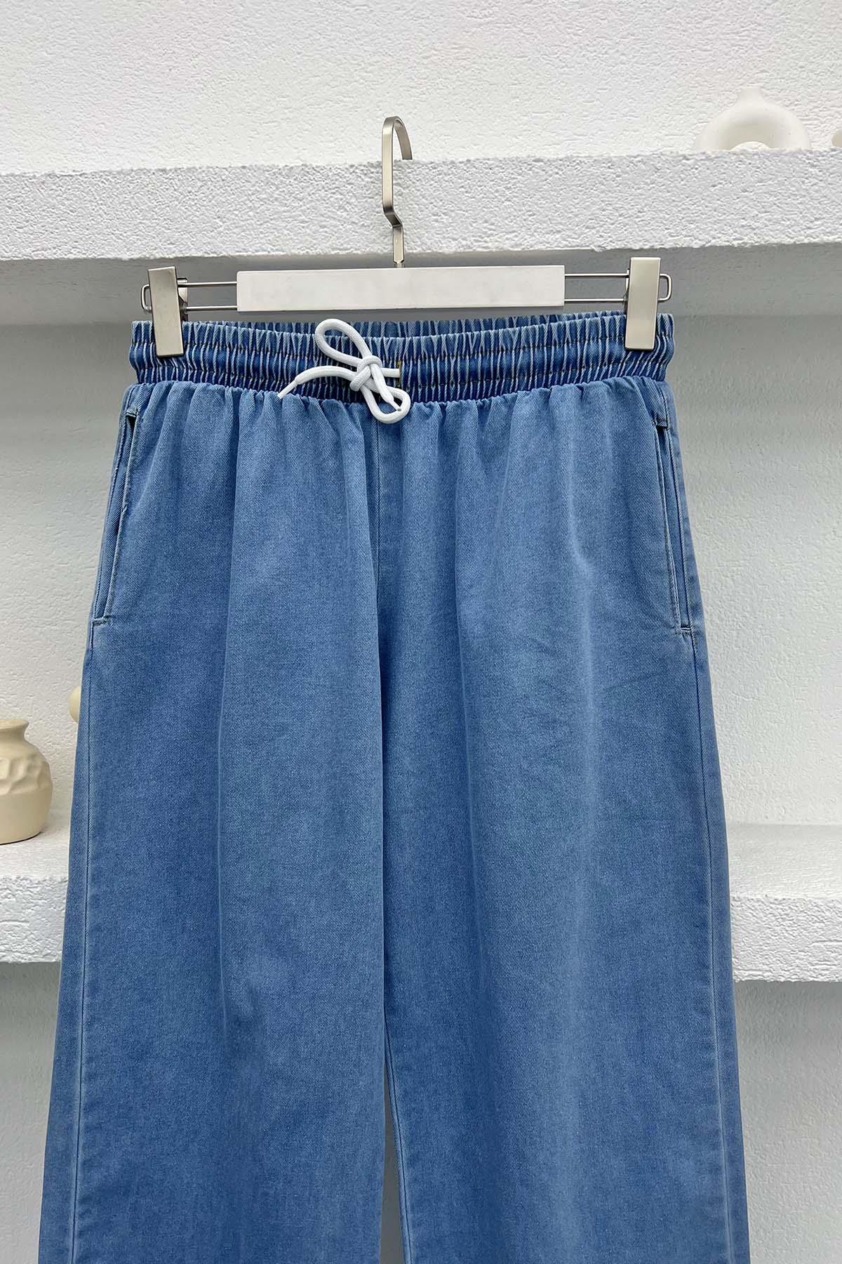 Bol Paça Kot Pantolon Mavi