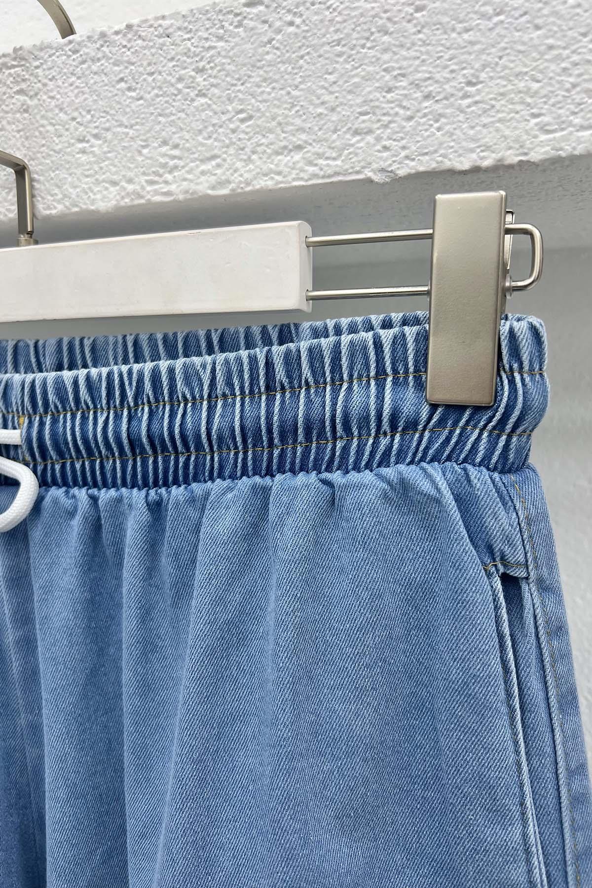 Bol Paça Kot Pantolon Mavi