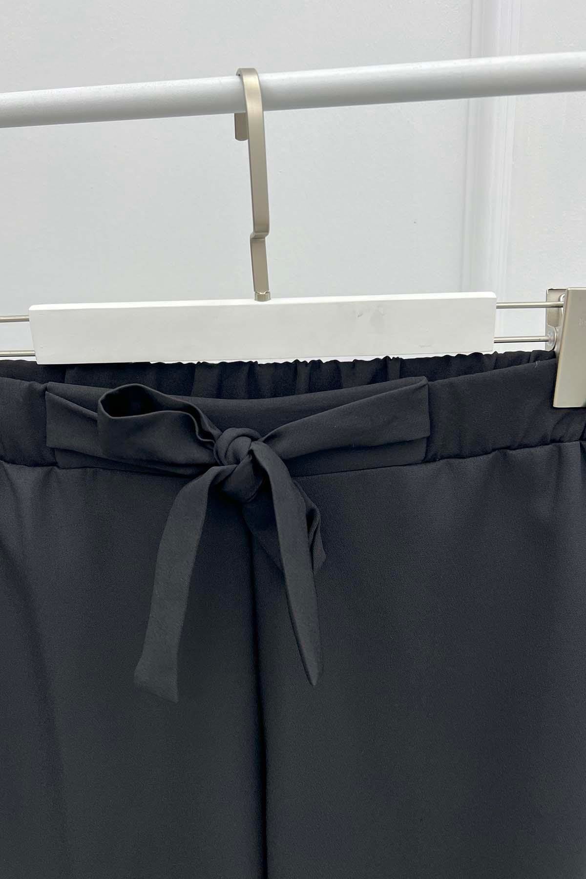 Bol Paça Kumaş Pantolon Siyah