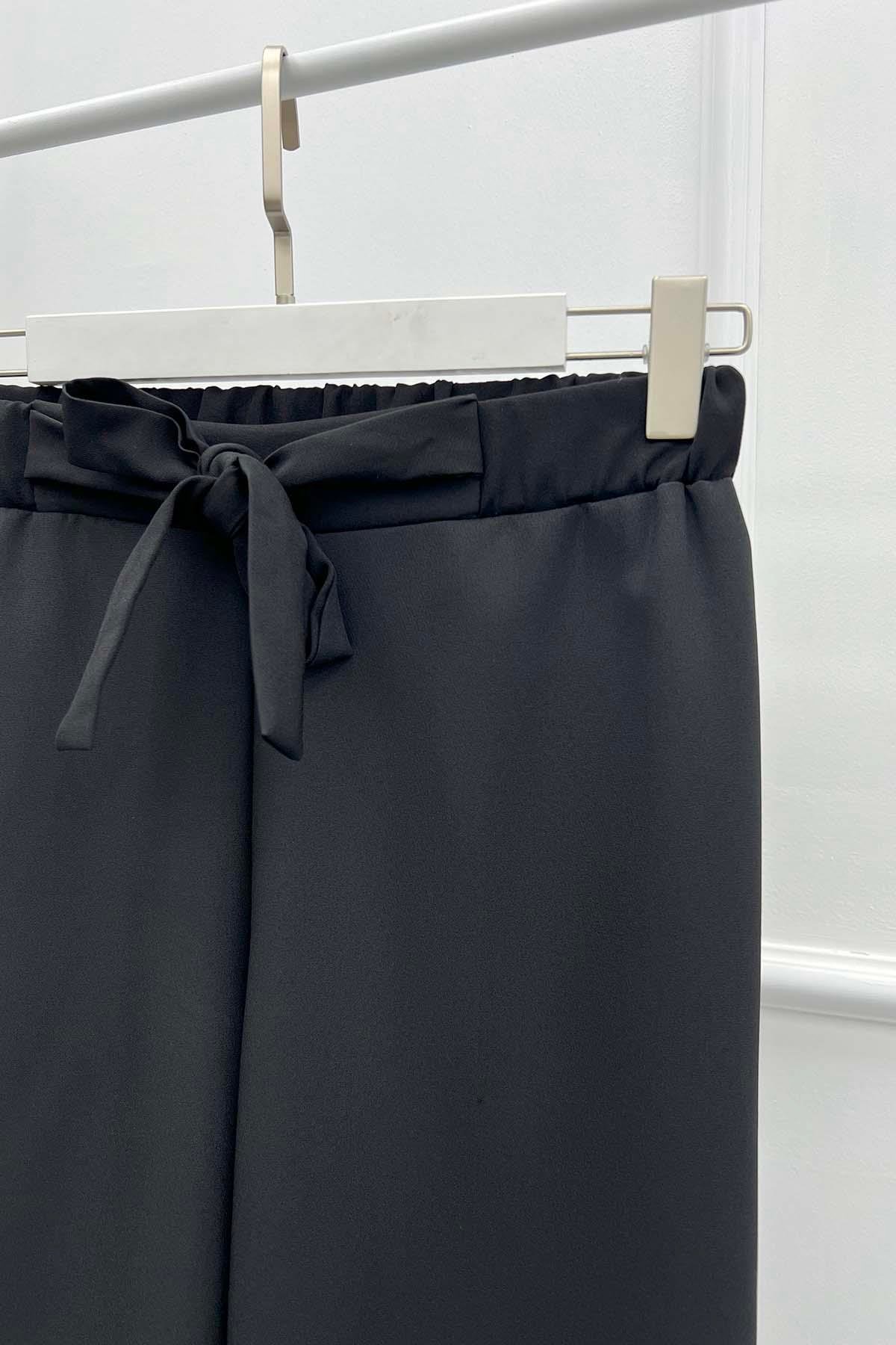 Bol Paça Kumaş Pantolon Siyah