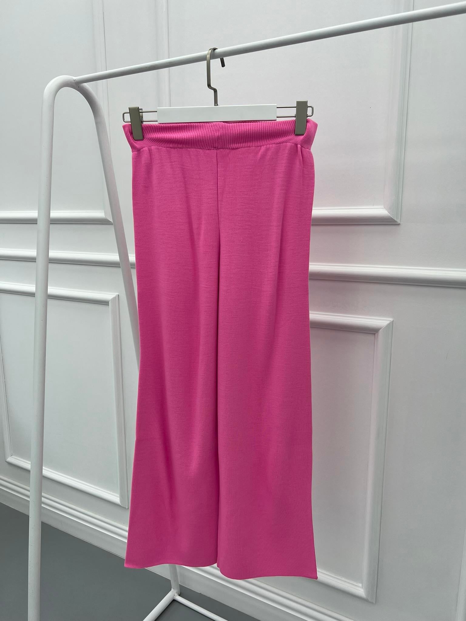 Bol Paça Triko Pantolon Pembe
