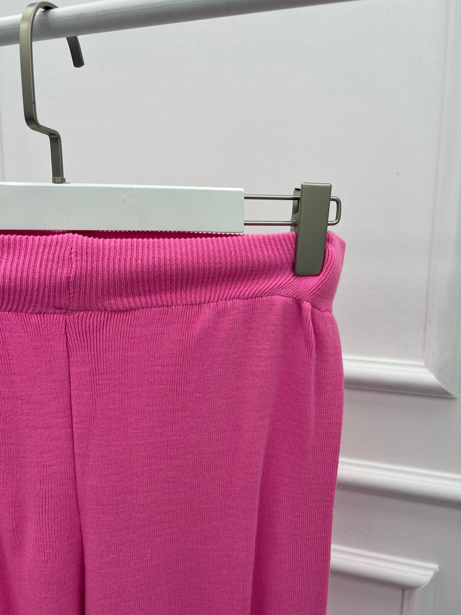 Bol Paça Triko Pantolon Pembe