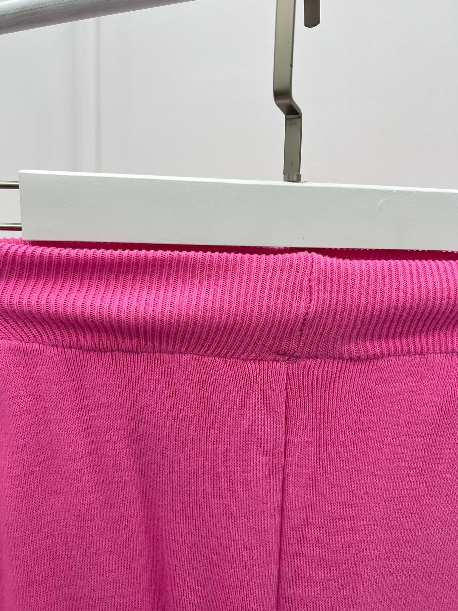 Bol Paça Triko Pantolon Pembe
