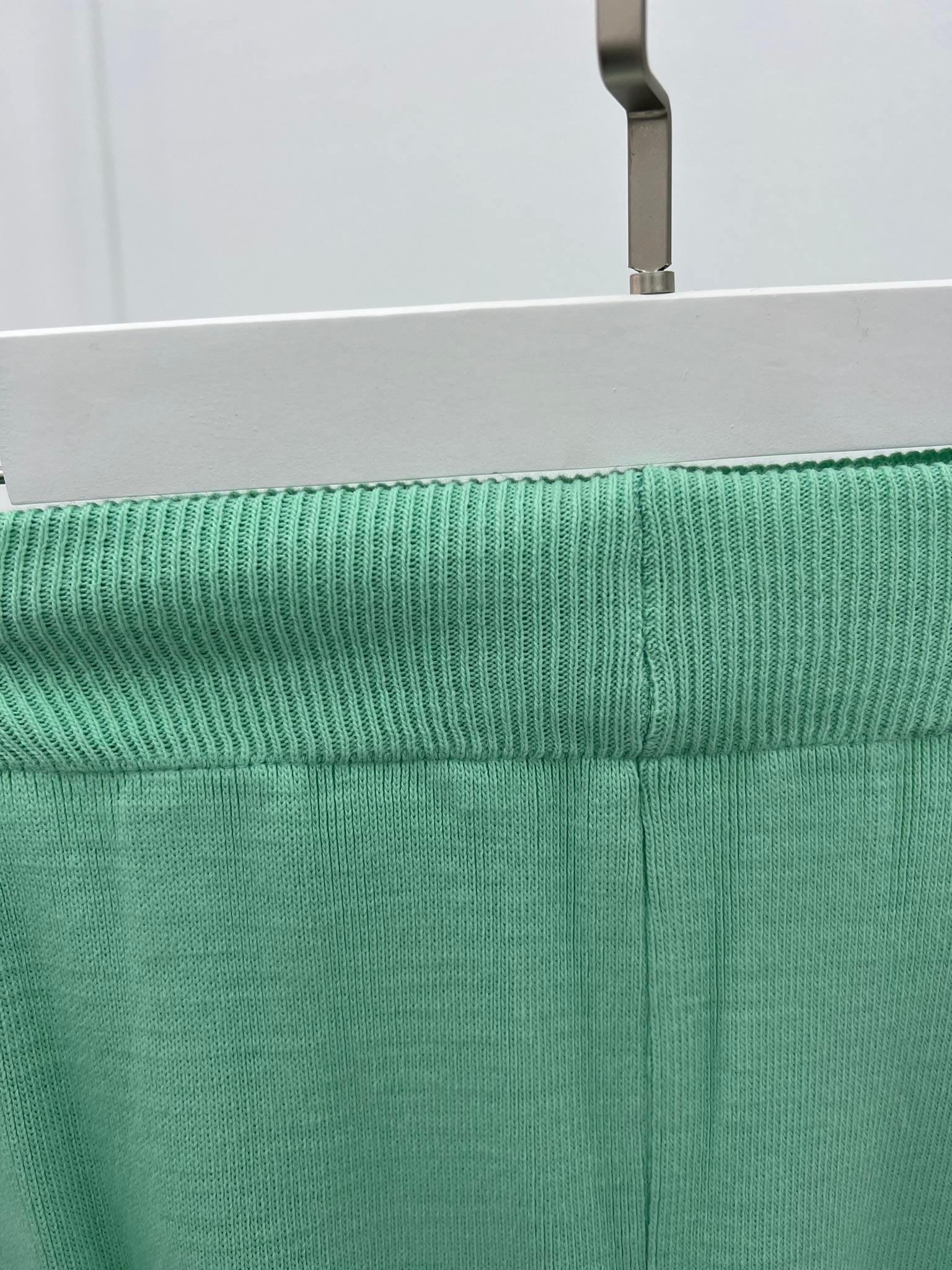 Bol Paça Triko Pantolon Su Yeşili