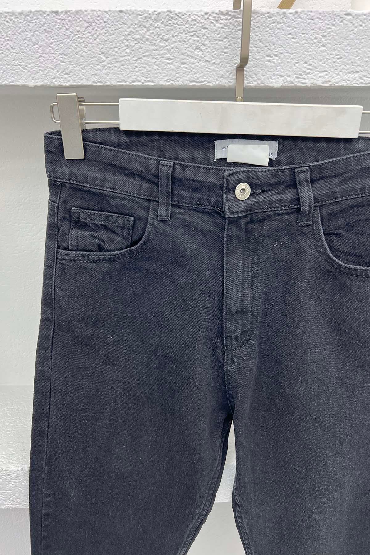Boncuk İşlemeli Kot Pantolon Siyah