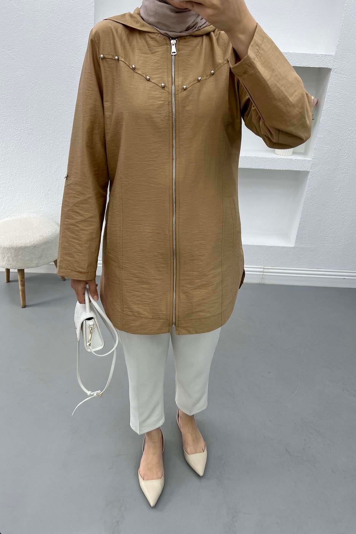 Boncuklu Paraşüt Tunik Camel