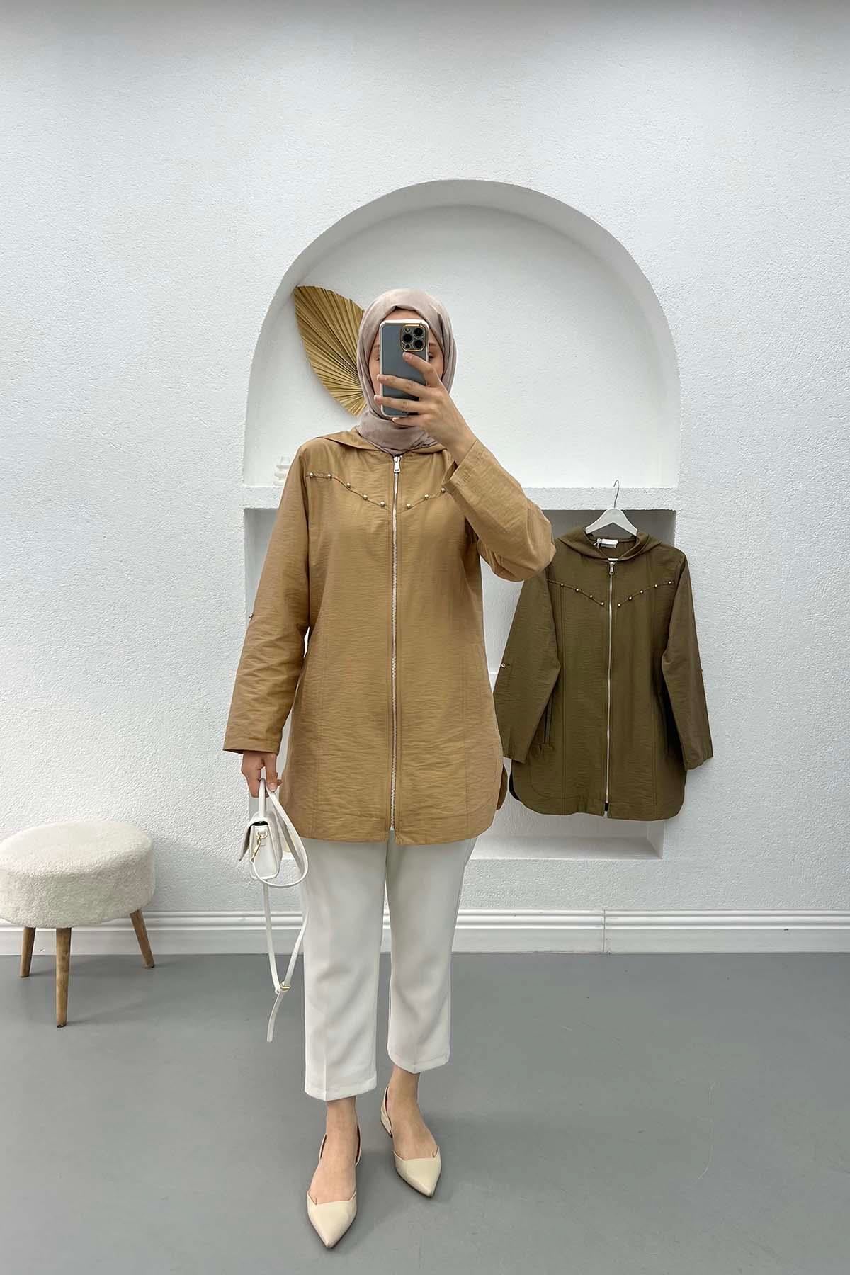 Boncuklu Paraşüt Tunik Camel