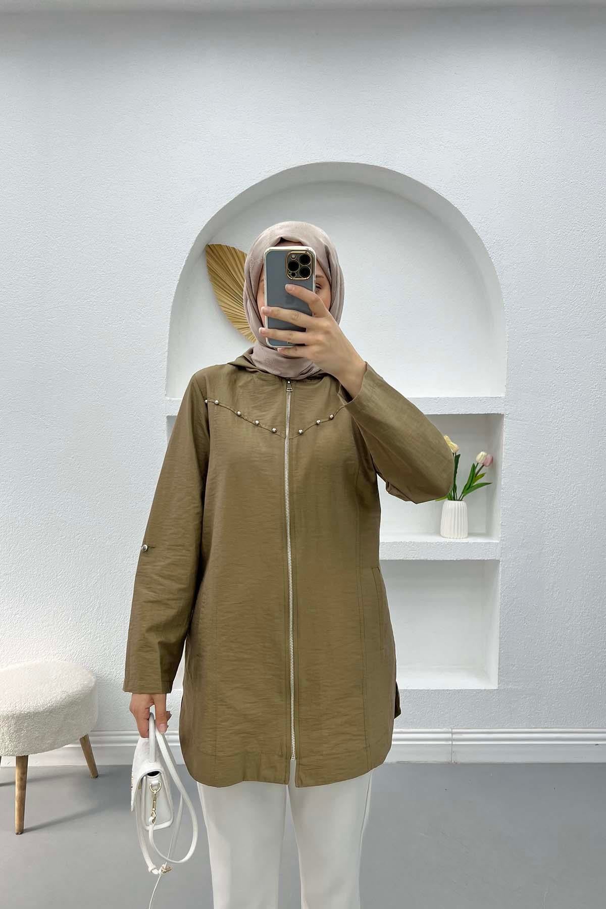 Boncuklu Paraşüt Tunik Vizon