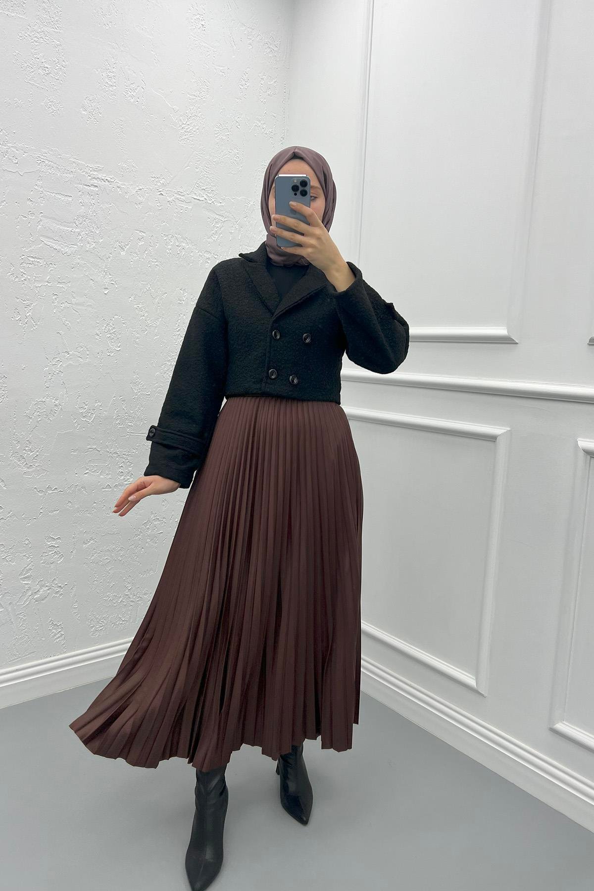 Buklet Crop Ceket Siyah