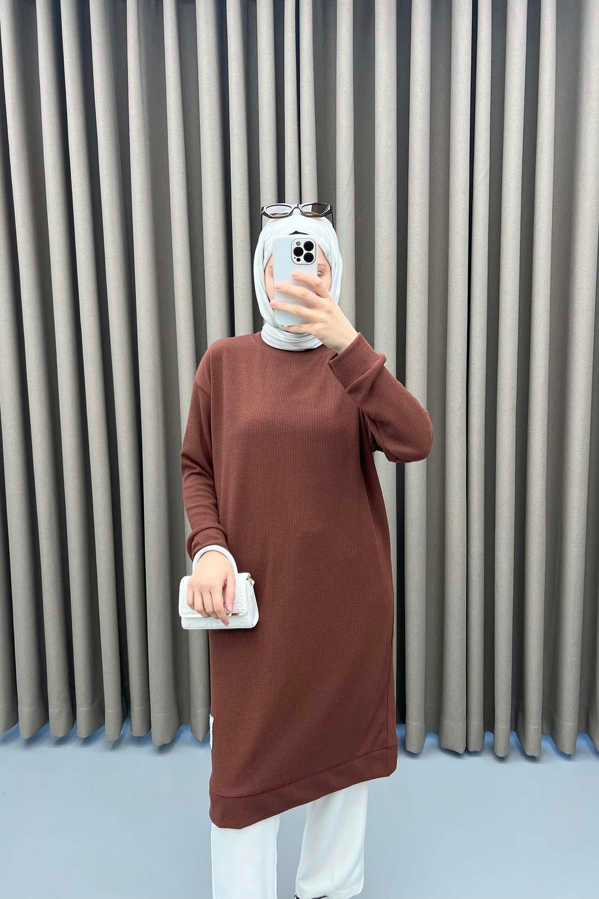 Bürümcük Armalı Tunik Acı Kahve