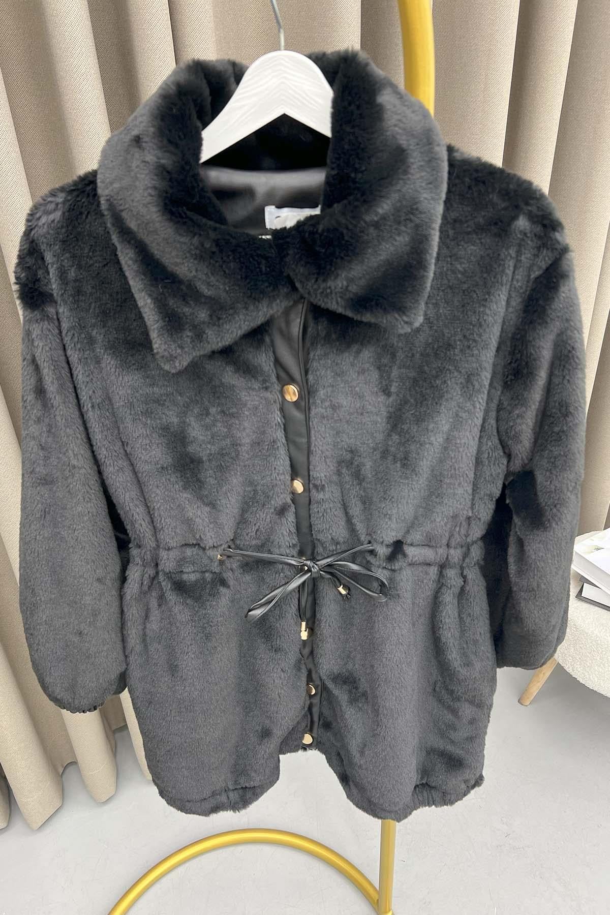 Büzgülü Peluş Kaban Siyah