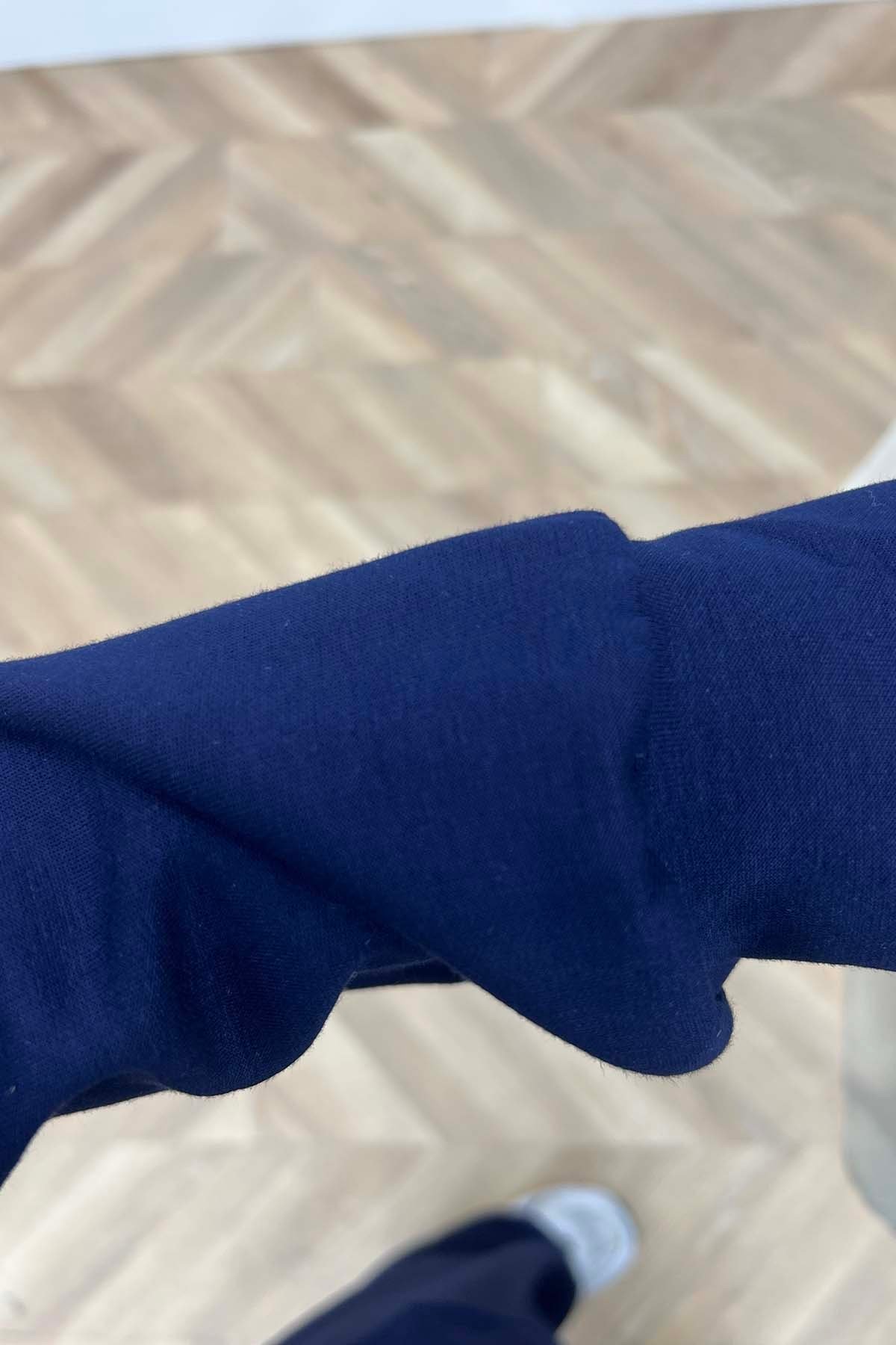 Çakım Detaylı Bel Büzgülü Günlük Takım Lacivert