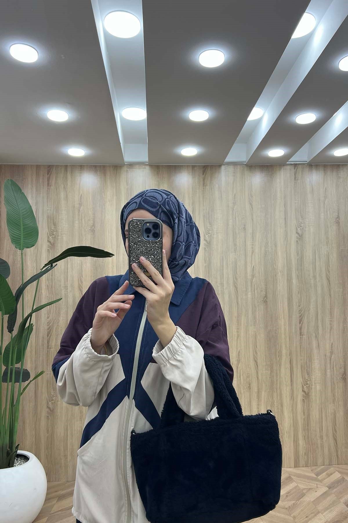 Çapraz Renk Bloklu Spor Takım Lacivert