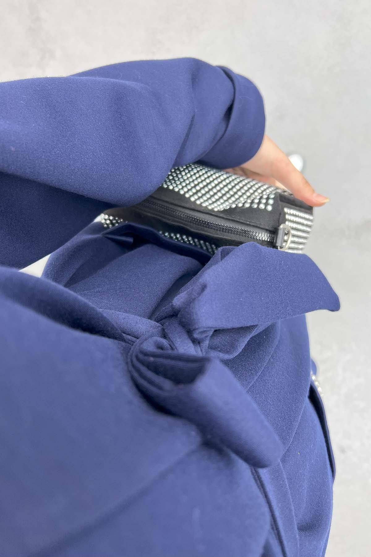 Cebi Taşlı Kimono Takım Lacivert