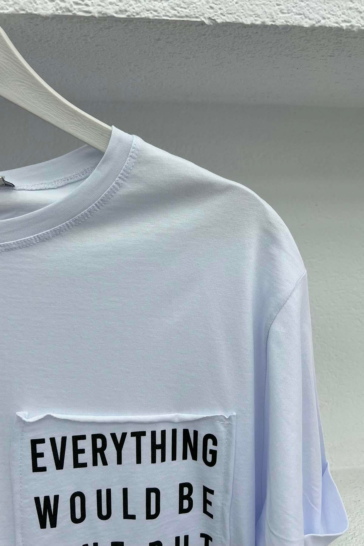 Cebi Yazı Baskılı T-Shirt Beyaz