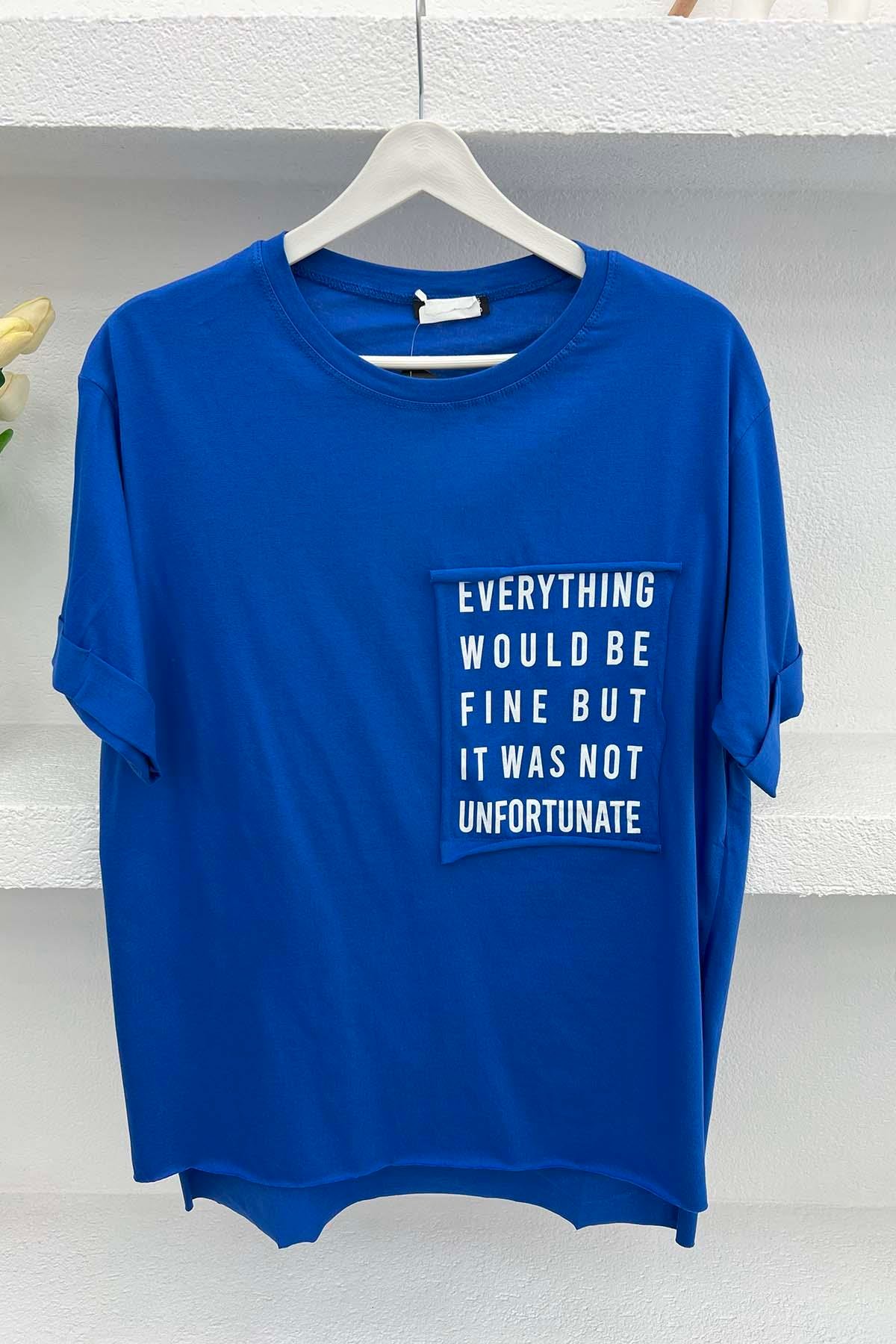 Cebi Yazı Baskılı T-Shirt Lacivert