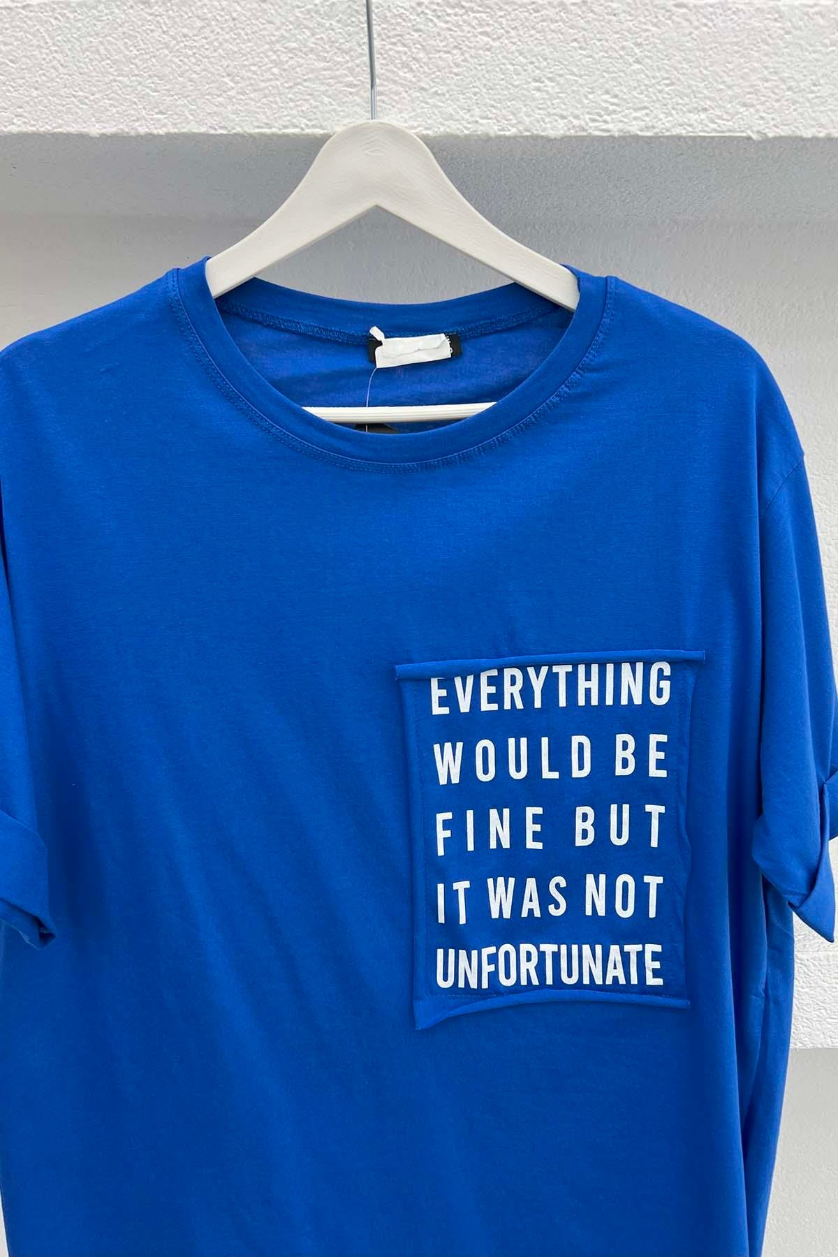 Cebi Yazı Baskılı T-Shirt Lacivert