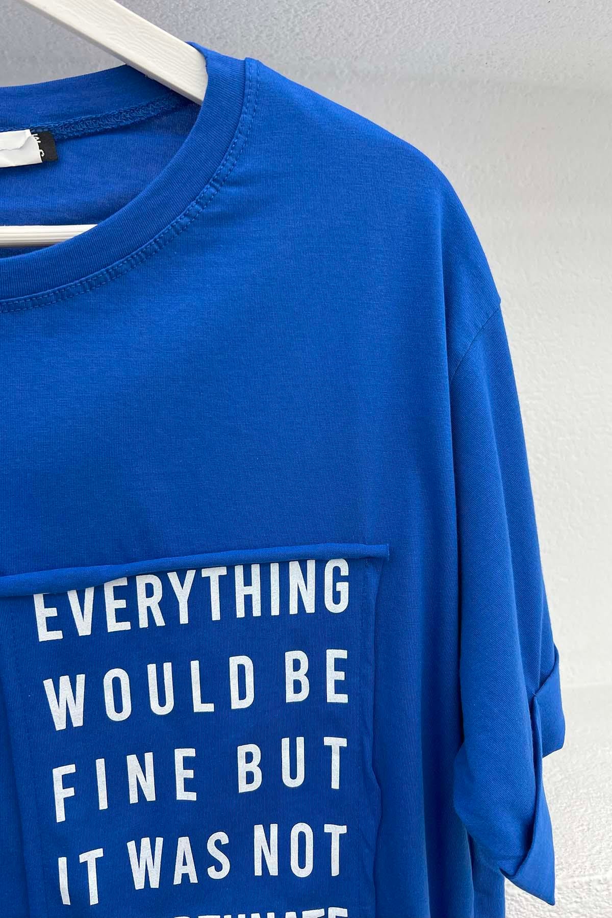 Cebi Yazı Baskılı T-Shirt Lacivert