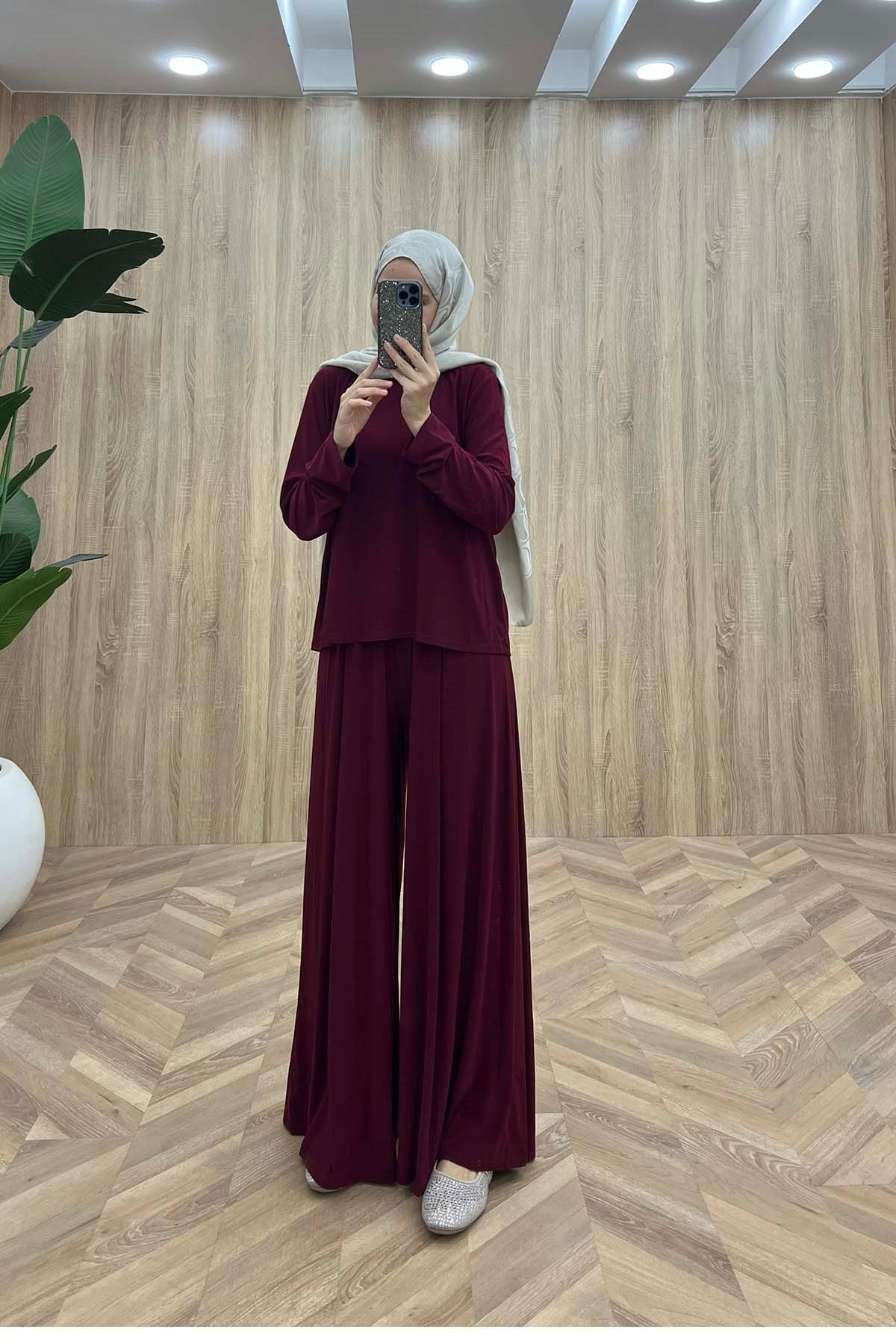 Ceketi Pullu Üçlü Oysho Takım Bordo