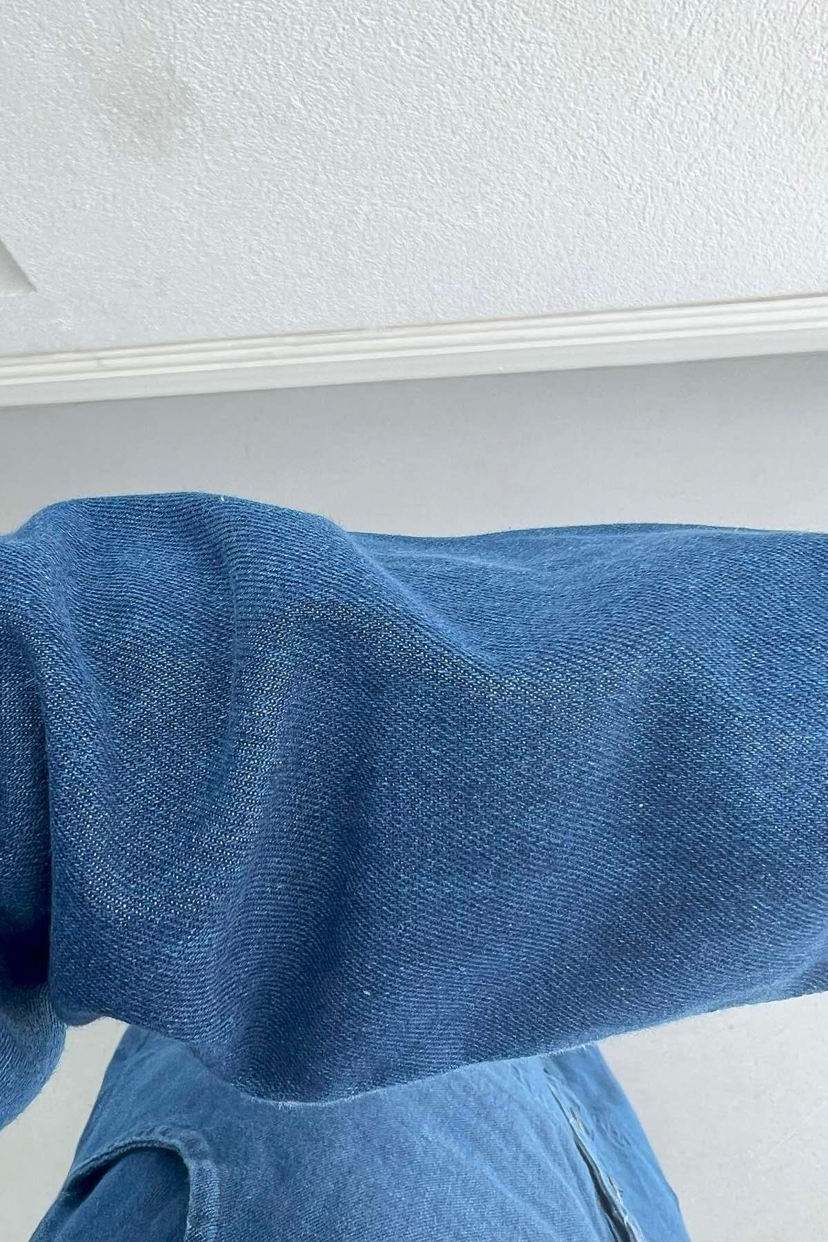 Cep Detaylı Kot Elbise Lacivert