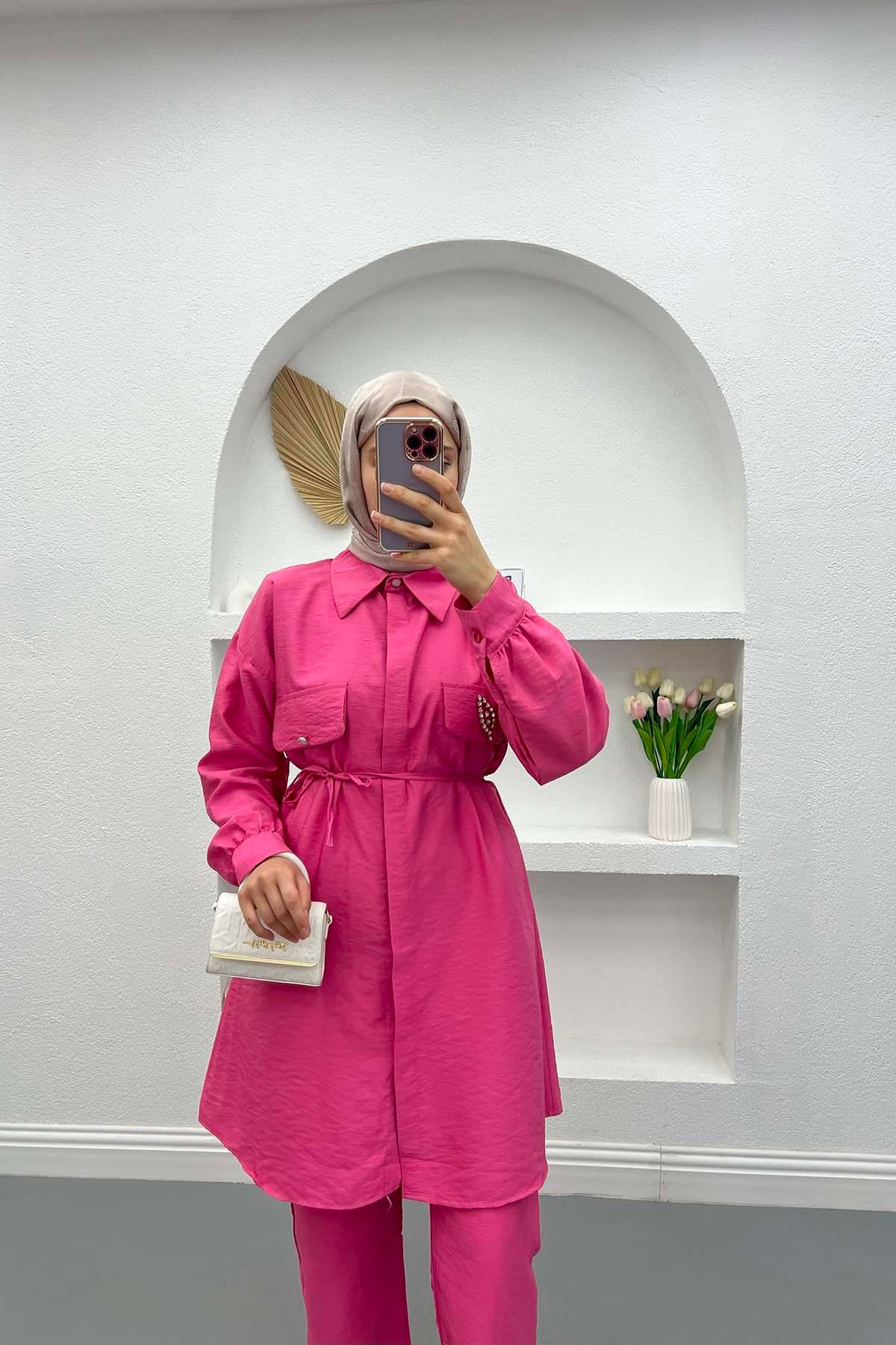 Cep Taşlı Takım Pembe